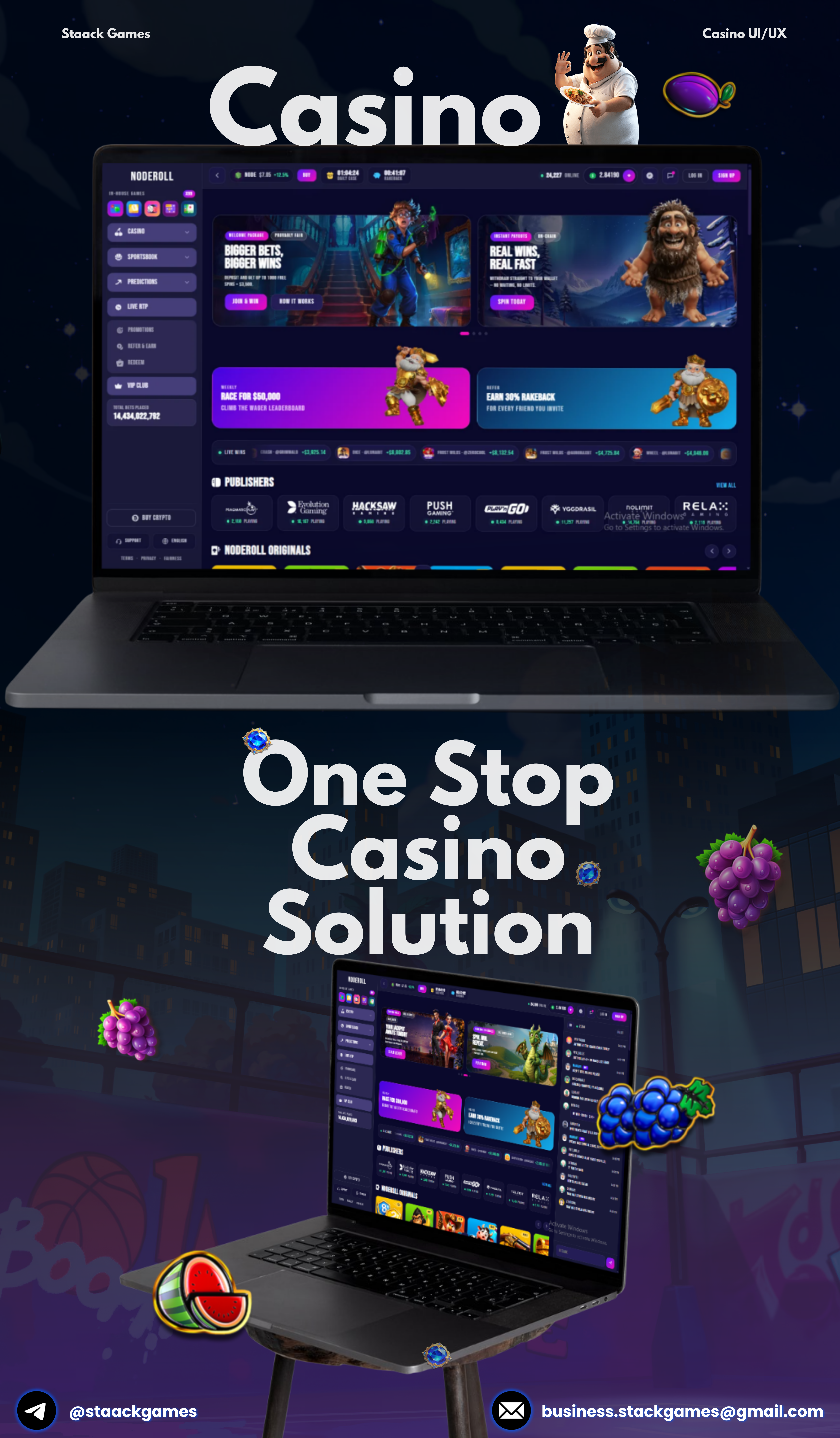 Online Casino UI/UX — Noderoll by Staack 3d betting betting app branding casino casino app casino design fanduel gambling graphic design igaming sports sportsbook stake ui uiux ux web design website website design