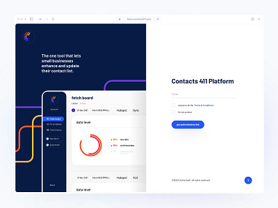 Contacts 411 - Sign Up Page dashboard log in login onboarding register sign in sign up ui ux