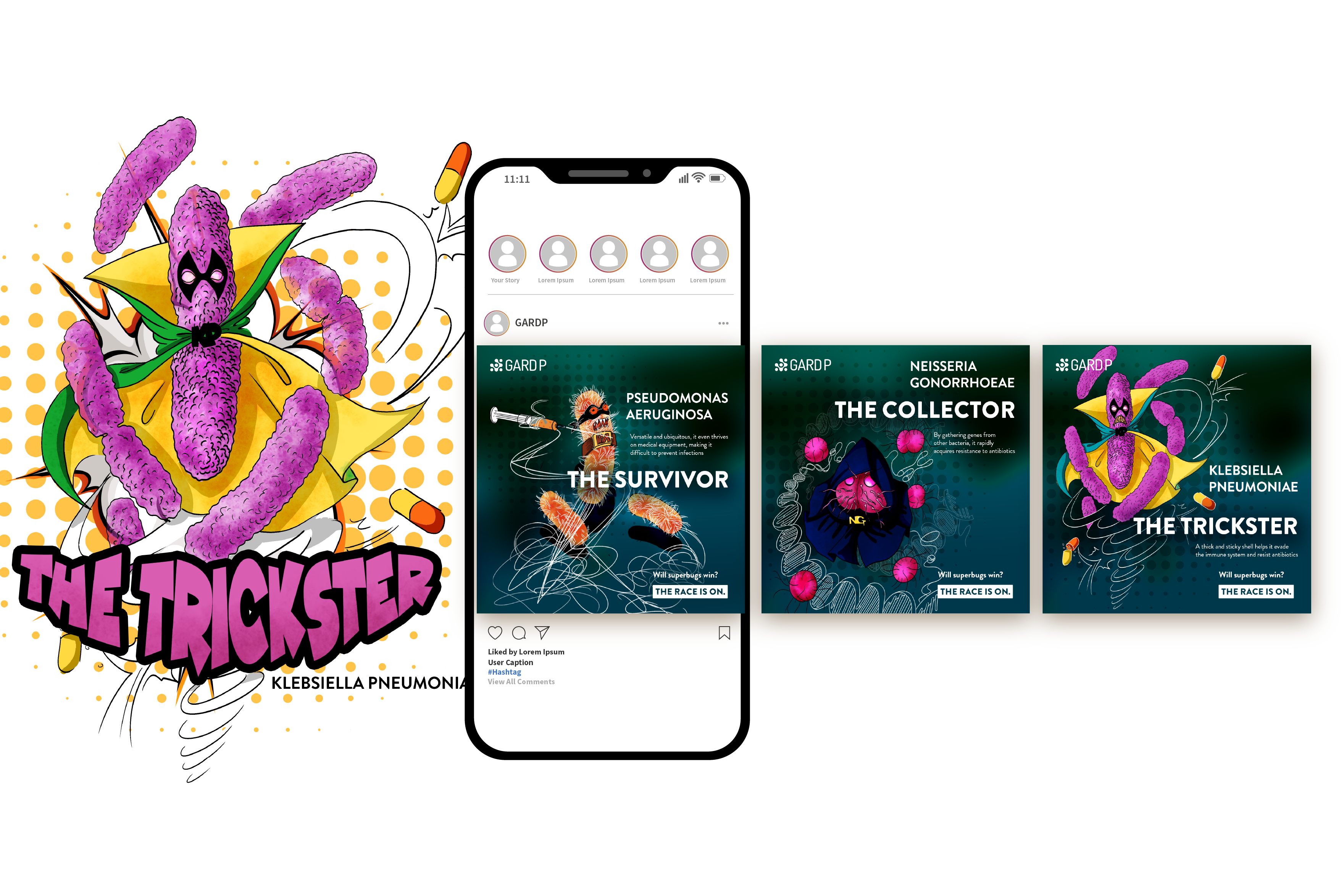 Superbugs graphic design illustration social media