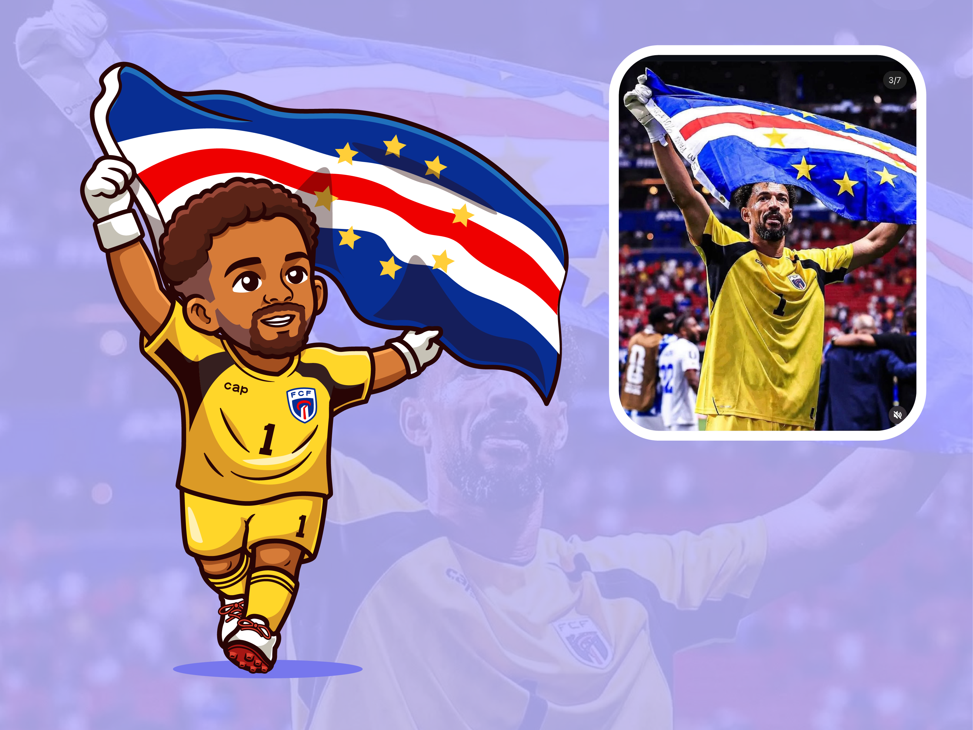 One night. One save. One life changed forever. 🇨🇻🧤 ball branding cape verde champion character cute doodle fanart fifa flag flat football goalkeeper hero icon illustration logo soccer sports world cup