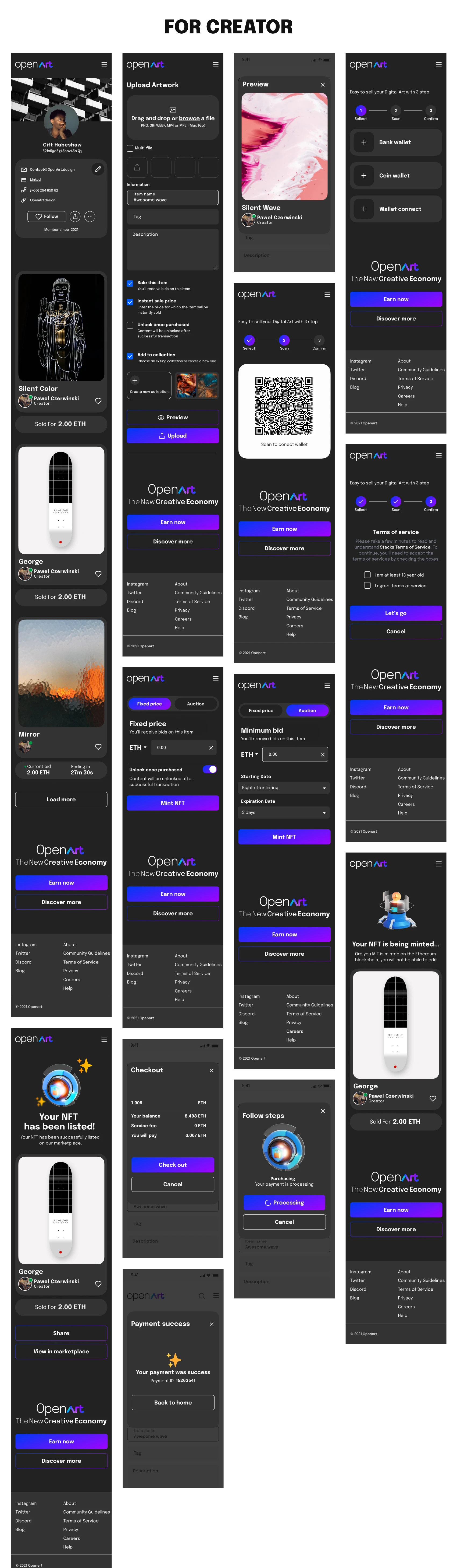Open Art NFT App design concept 3d animation ap branding design graphic design logo motion graphics ui uiux website wesbitedesign