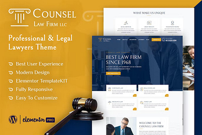 Legal Advisor - Law Firm Elementor Template Kit design illustration logo