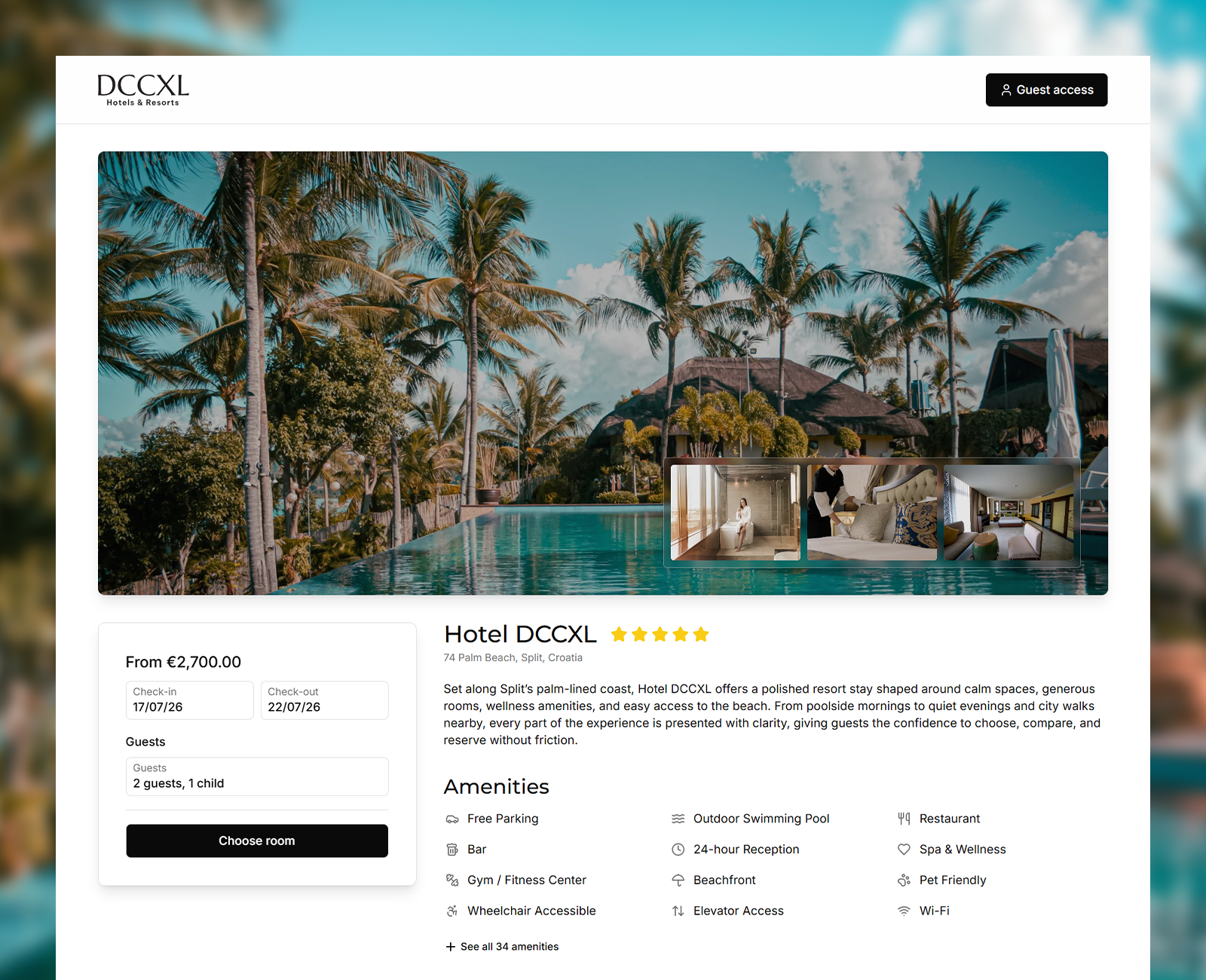 Hotel Booking Platform booking branding clean design clean ui hospitality website hotel website modern website resort website ui website