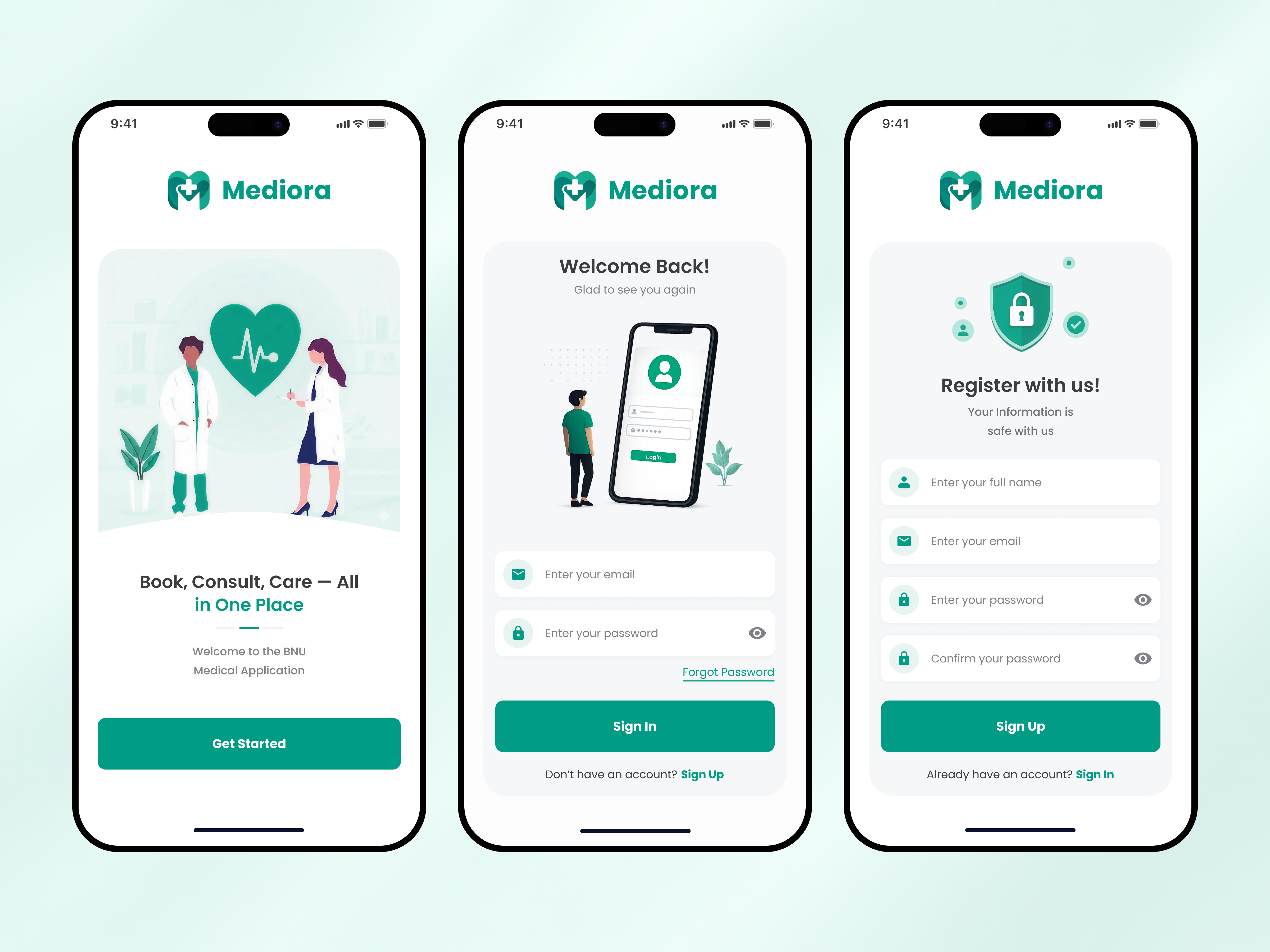 Medical Appointment & Healthcare Mobile App UI appointment authentication clean ui clinic dashboard doctor booking figma health healthcare hospital ios medical app minimal mobile app modern onboarding sign in sign up ui design ux design