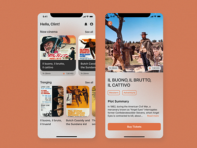 Mobile app for cinema app cinema concept ui