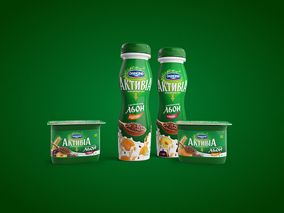 DANON ACTIVIA beverages brand design branding dairy design flax food packaging graphic design identity illustration label design lettering lettermark logo logotype package design packaging packaging design visual identity yogurt