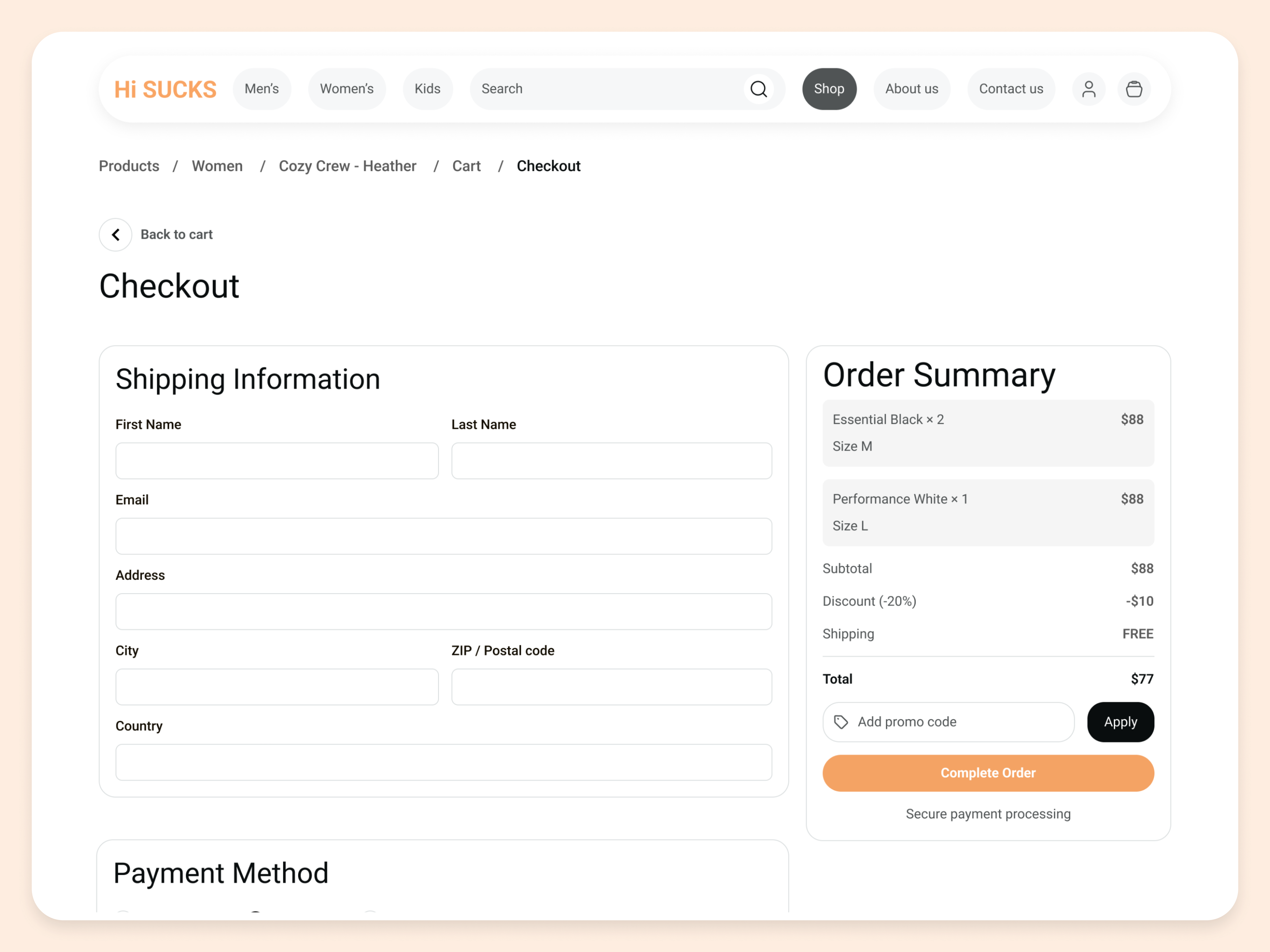 Example of Ecommerce Website UI UX Design In Figma