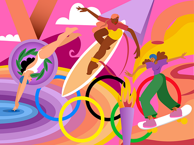 Olympia inspired Women Athletes graphic design illustration
