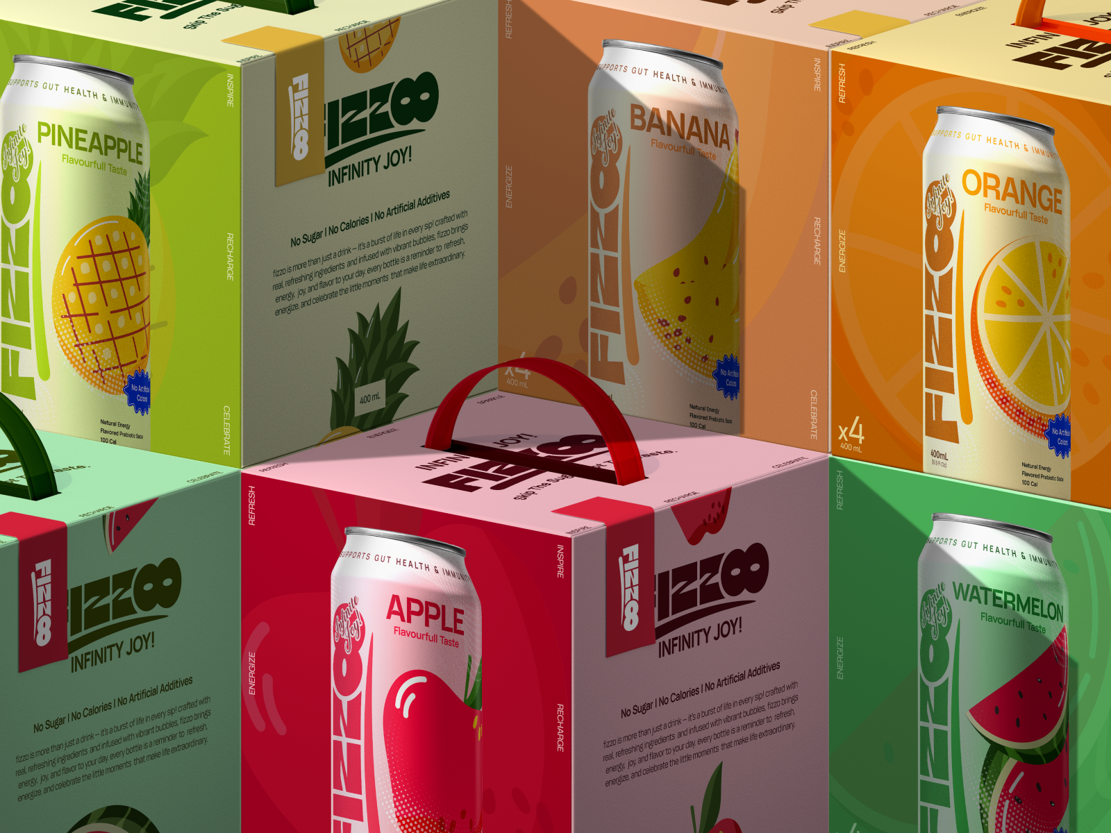 Beverage branding for Gen Z | Fizzoo beverage branding bold minimalism brand design brand identity branding can design drink label design energy drink food and beverage branding graphic design illustration logo design logotype modern branding packaging design playful branding product packaging soda can design typography visual identity