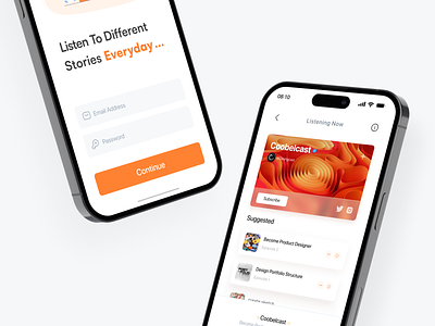 Dcast ☵ Podcast Mobile App app app design application audio audiobook light login minimal mobile mobile app music music player player podcast podcast app podcasting podcasts sound