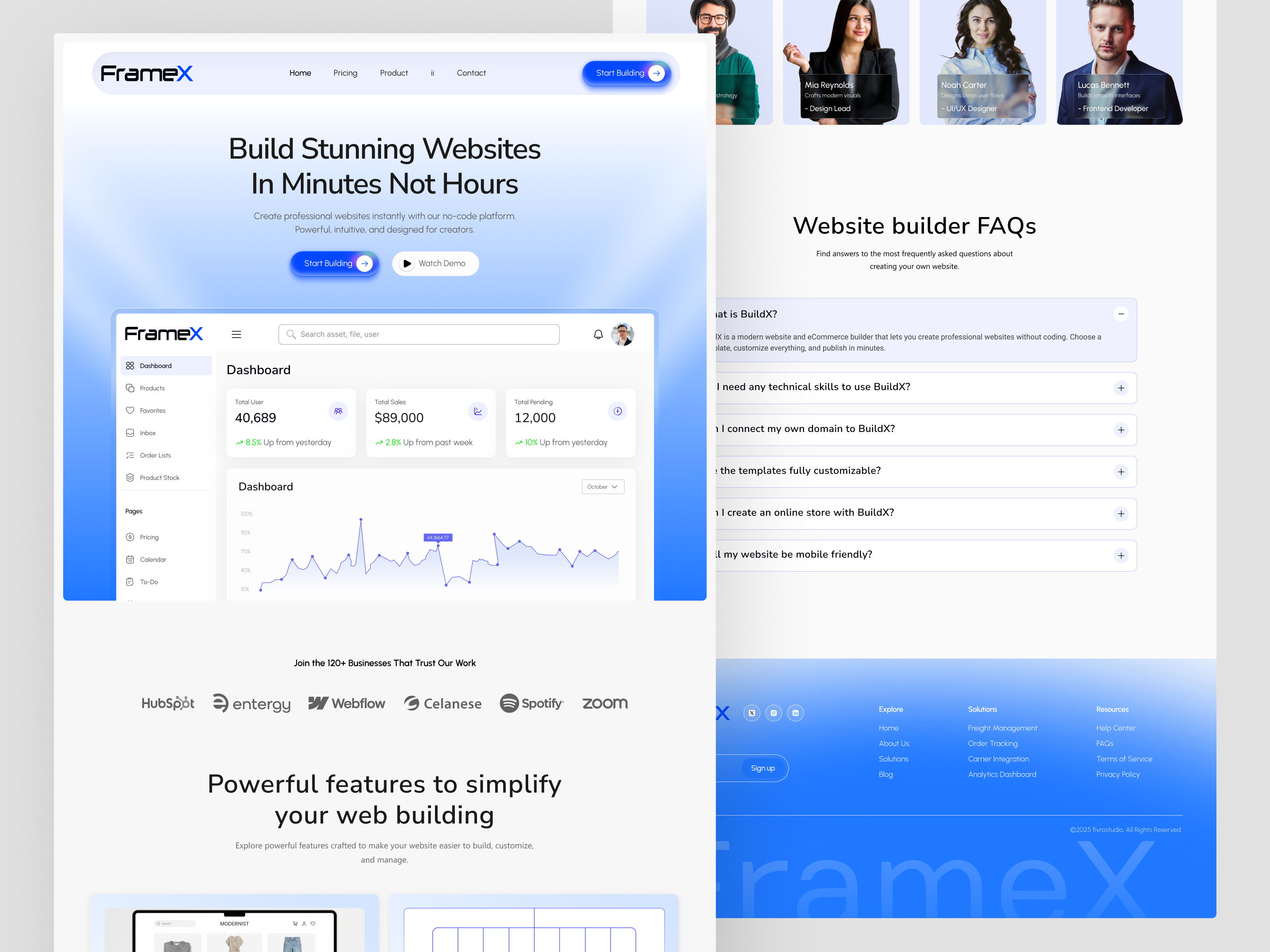 Framextech Website Builder Landing Page Design figma fivrostudio landingpagedesign moderndesign productdesign saasdesign uidesign uiuxdesign uxdesign webdesign websitebuilder