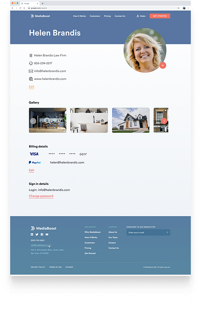 MediaBoost Customer's Personal Account ui