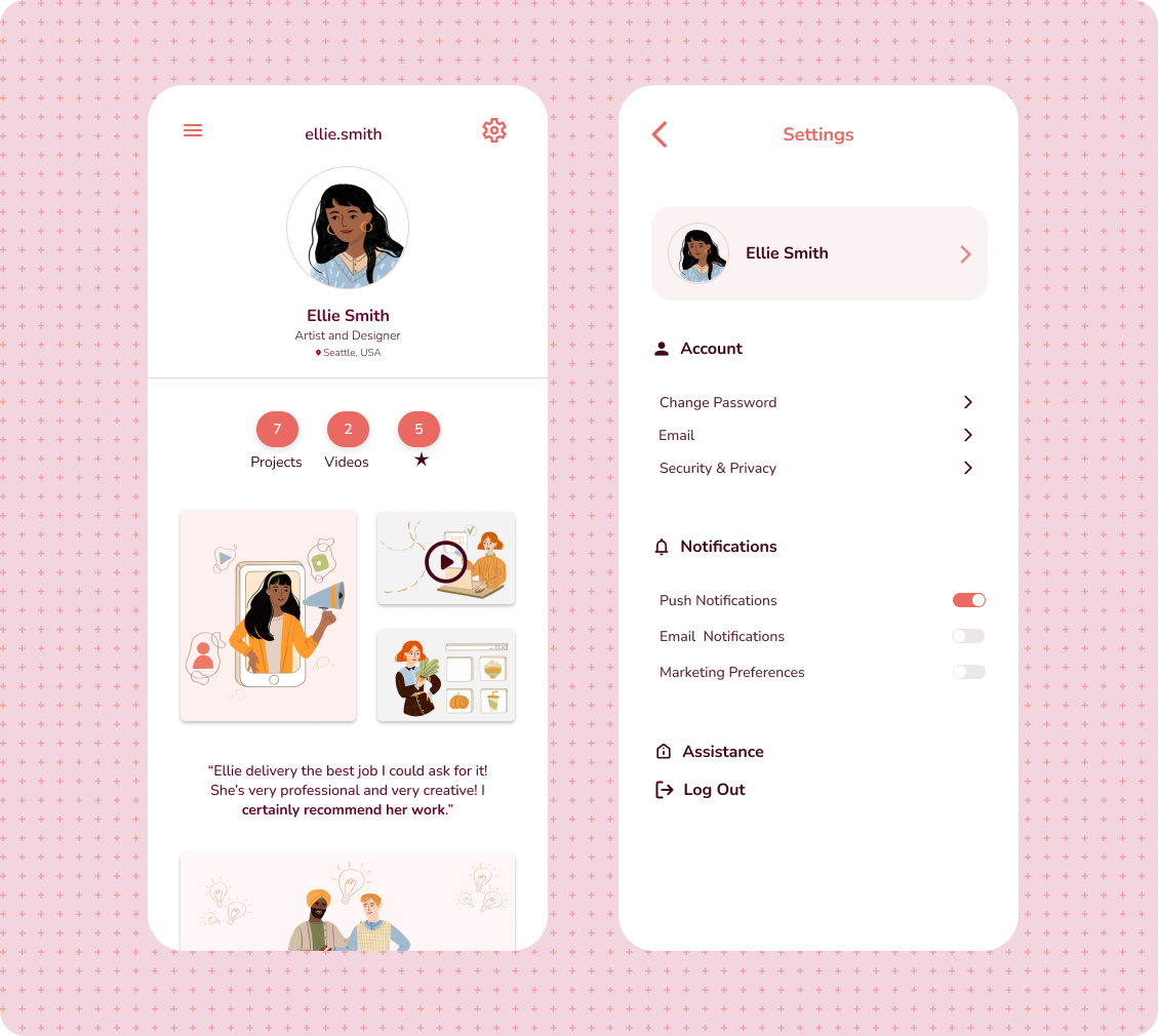 Daily UI #006 / #007 - User Profile and Settings app da dailyui dailyuichallenge design settings ui userprofile ux