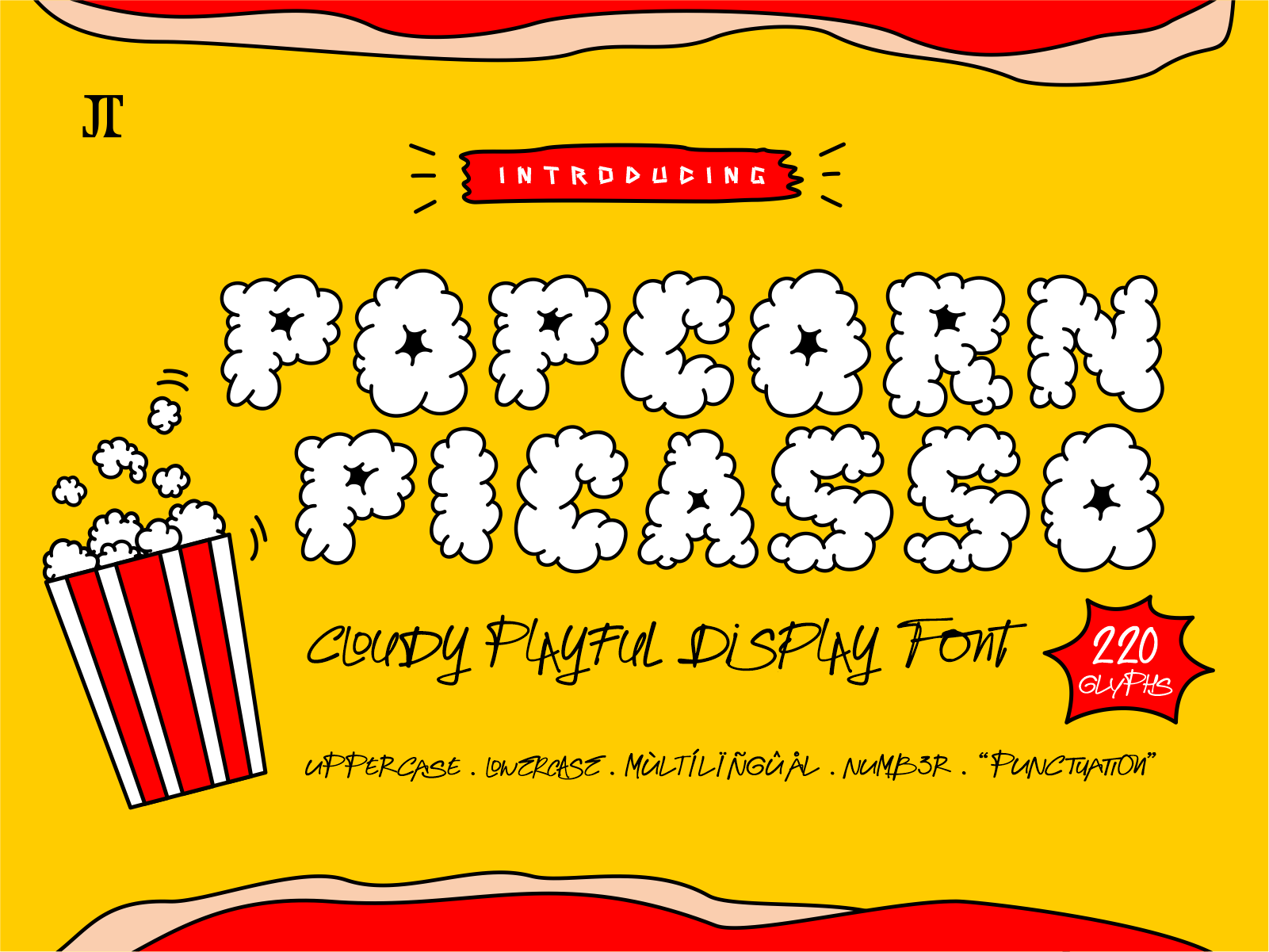 Popcorn Picasso - Cloudy playful display font bold display font bubble font cartoon font cloud font comic font cute font decorative font doodle font fluffy font fun display font headline font kids font marshmallow font modern playful font outline font playful font pop art font quirky font soft font whimsical font