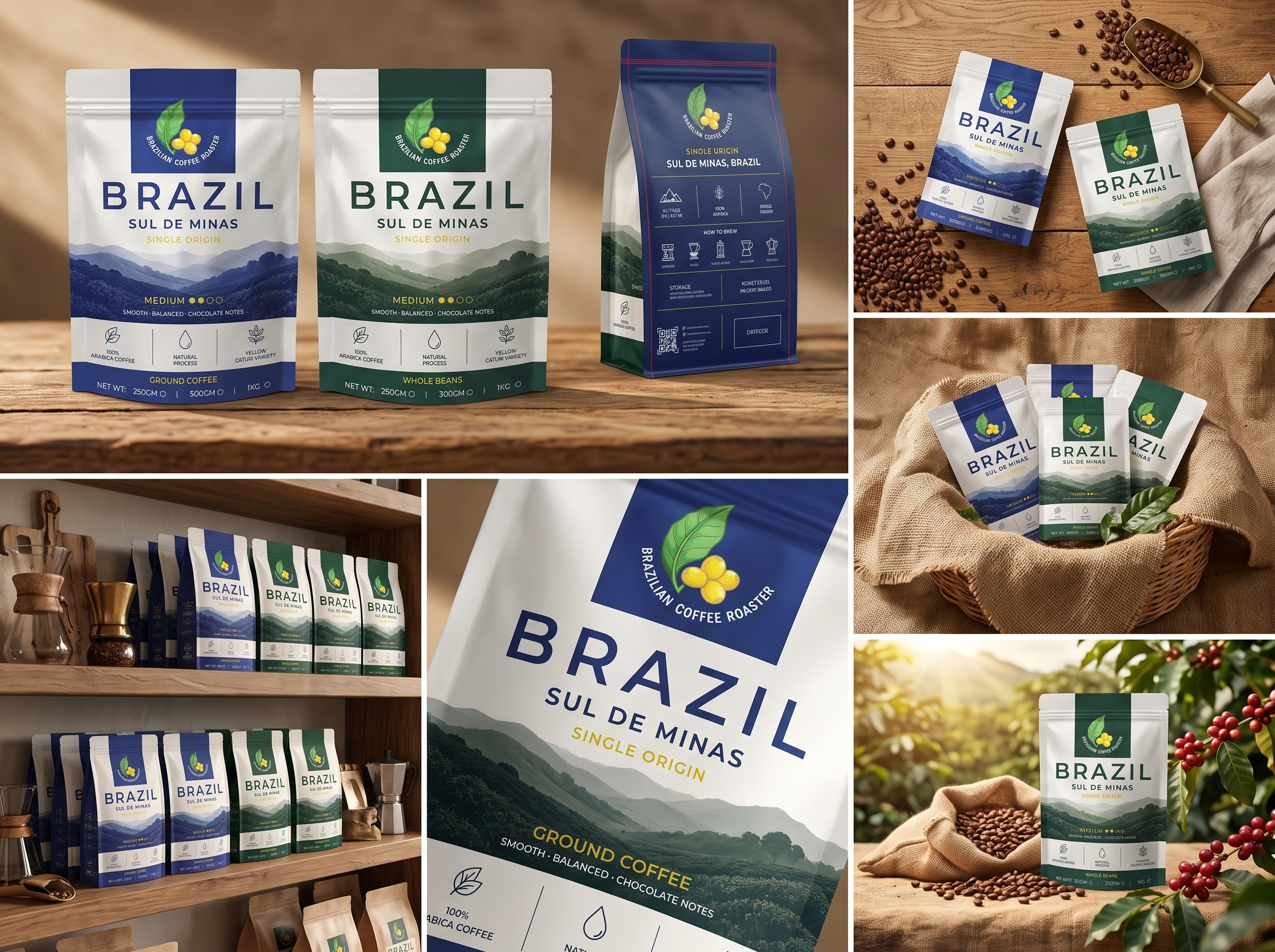 Brazilian Coffee Packaging Design | Premium Stand-Up Pouch Brand amazon packaging brand identity branding coffee bag coffee branding coffee label coffee packaging coffee pouch flexible packaging food packaging label design mockup package design packaging design pouch design premium packaging print design product packaging retail packaging stand up pouch