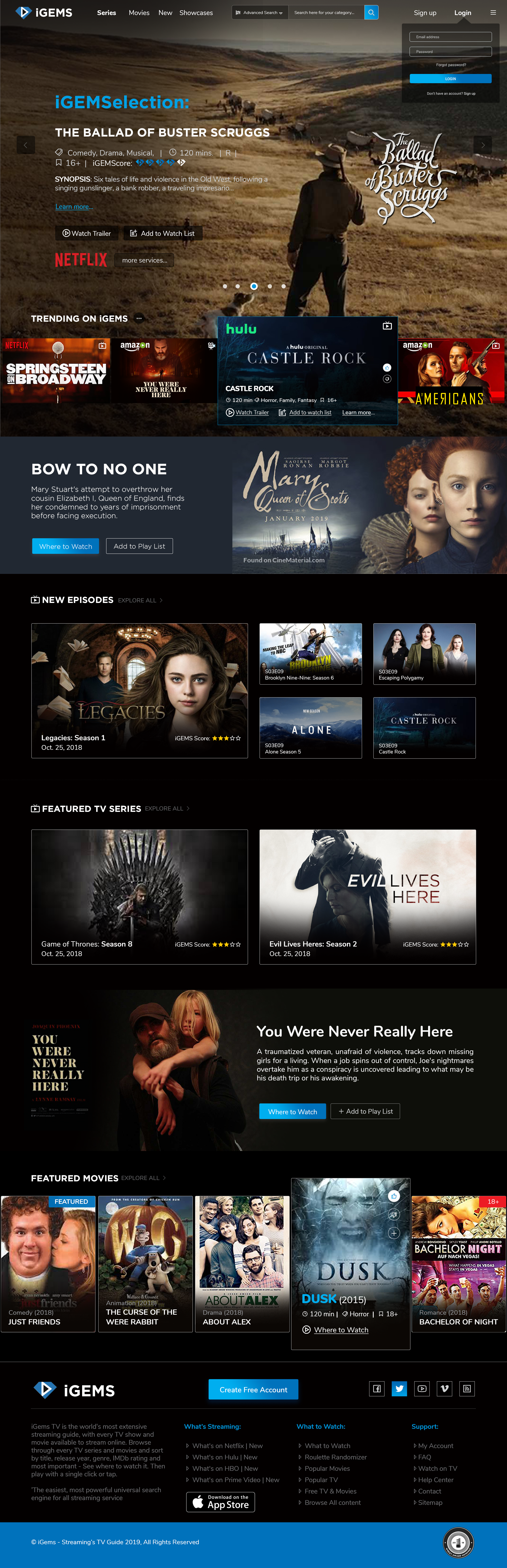 iGems TV - Website movie guide television streaming tv media ui website