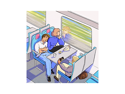 On the train colour drawing fashion illustration paris style travel