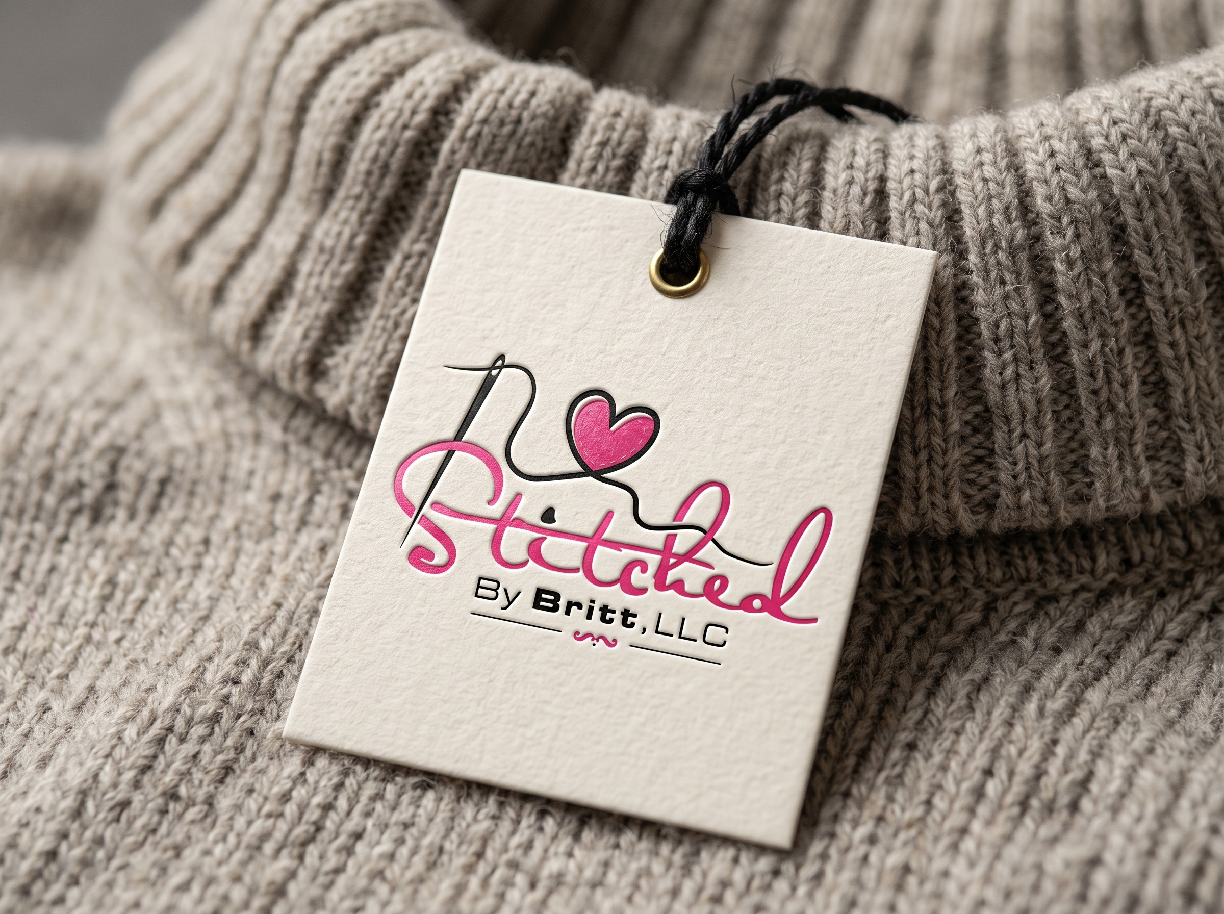 Stitched By Britt – Premium Branding & Fashion Identity Design apparel logo boutique logo brand identity clothing label clothing line creative direction custom embroidery fashion branding graphic designer identity system label mockups logo design merchandise design monogram logo packaging design premium branding retail packaging script typography sticker design vector logo