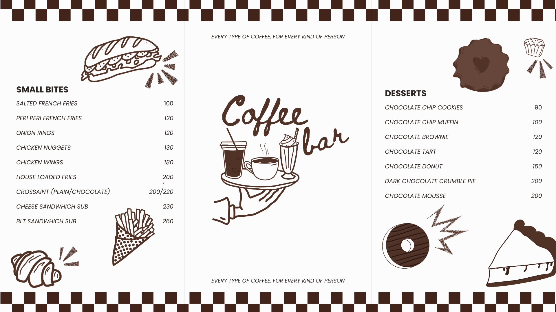 Coffee bar Menu Out branding cafe cafe menu coffee coffee cafe design graphic design illustration logo menu menu design menu designer packaging typography