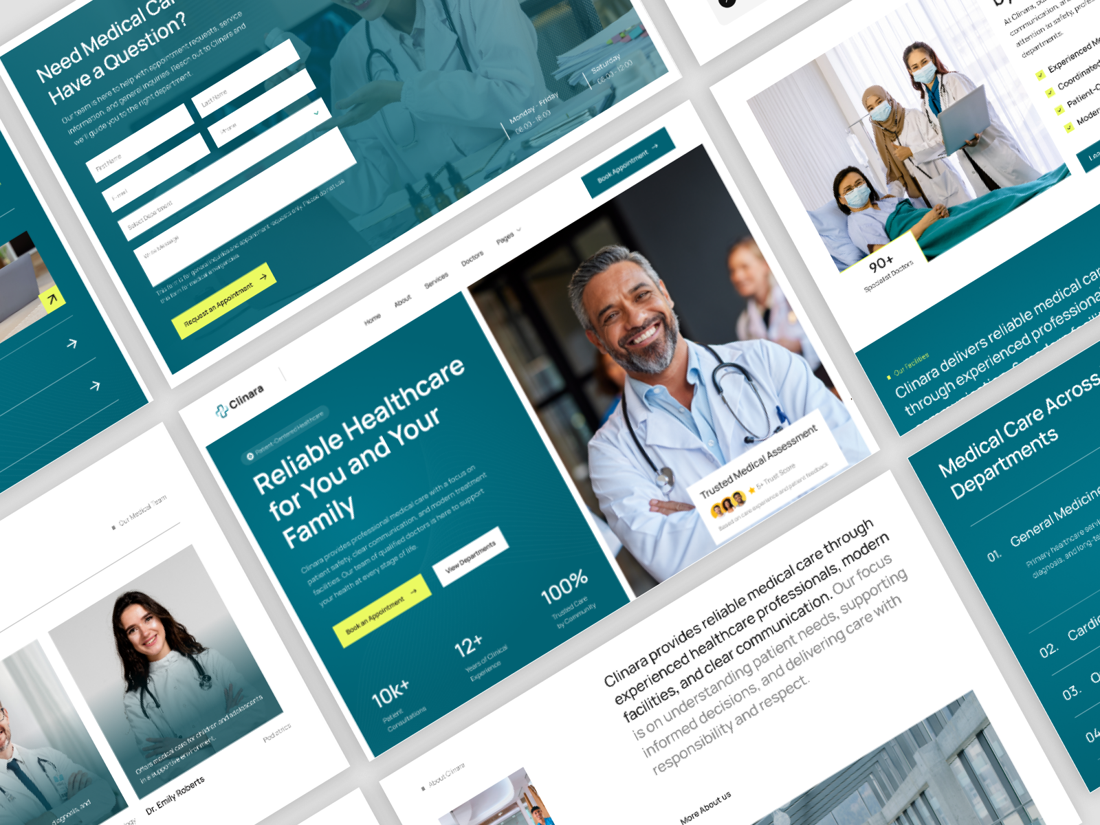 Healthcare Clinic Website Design appointment booking clinic website design doctor website graphic design healthcare design healthcare ui healthcare website homepage design hospital website landing page medical ui medical website patient care responsive ui design ux design web design website design