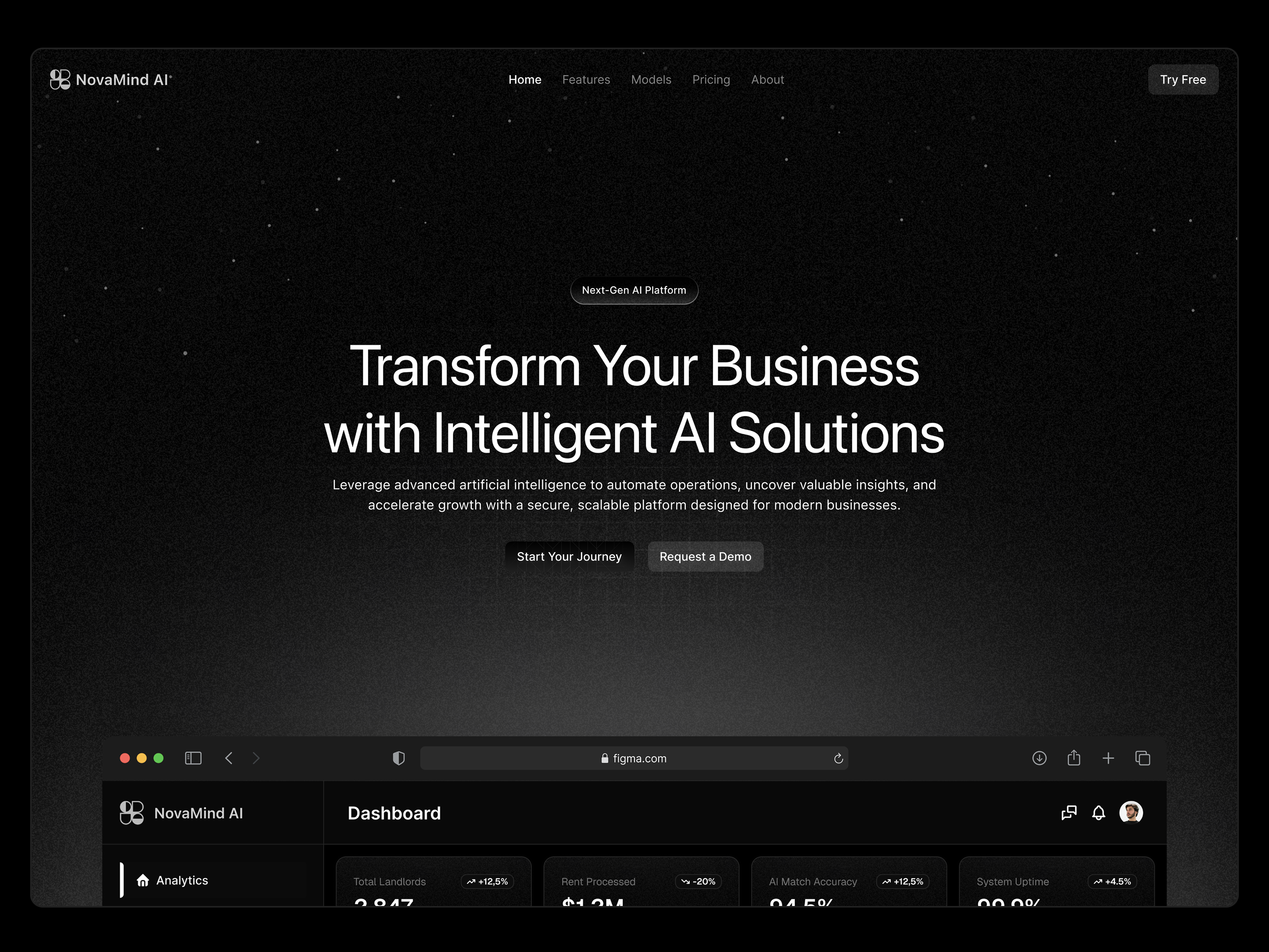 Dark Mode Hero Interface 🌙 dark design dark landing page design dark mode hero interface 🌙 dark ui dark ui design hero section landing page design ui uiux