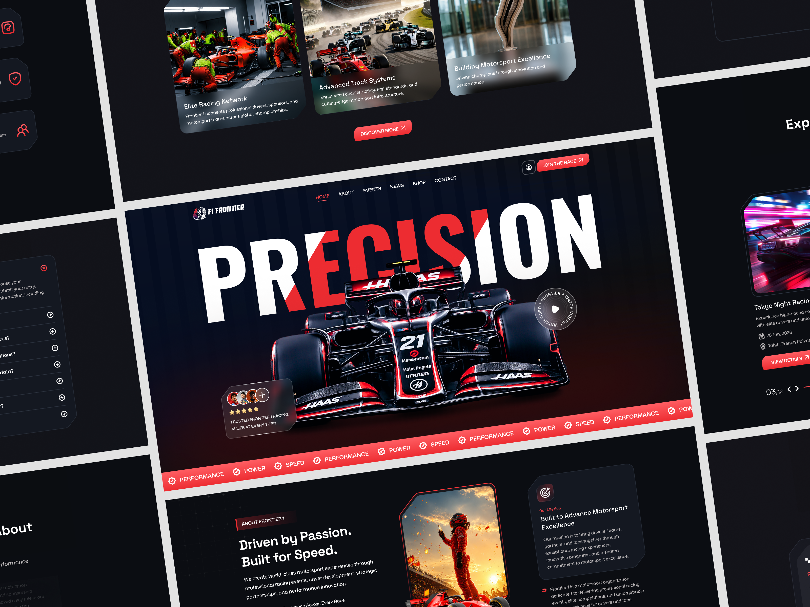 Formula 1 Motorsport Website Design | Racing Landing Page automotive dark ui f1 figma formula 1 formula one grand prix landing page landing page design motorsport racing racing car responsive design sports ui sports website ui design ux design web design web inspiration website design