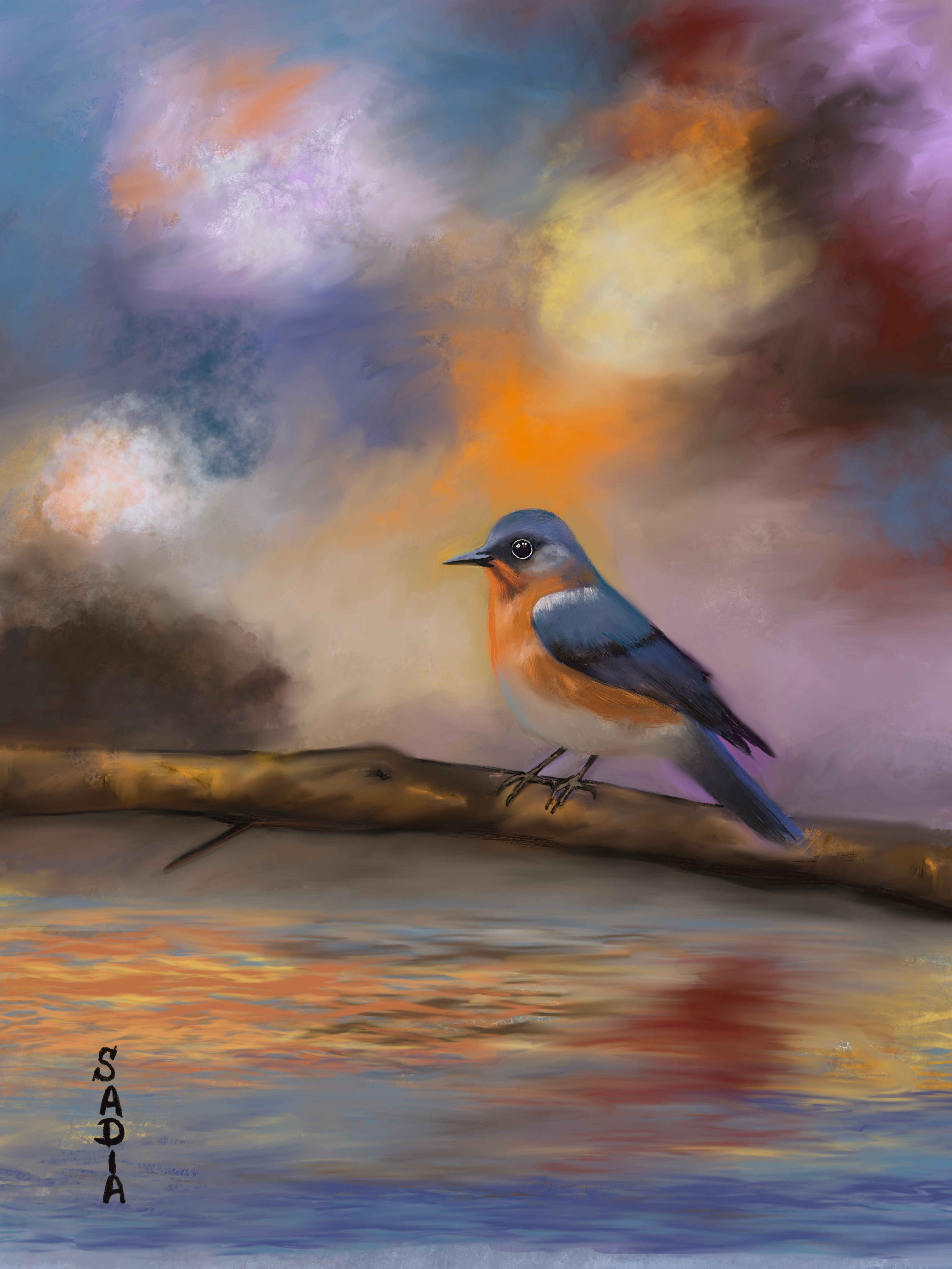 L’Oiseau au Crépuscule (The Bird at Twilight) art bird digital painting procreate visual artist visual arts