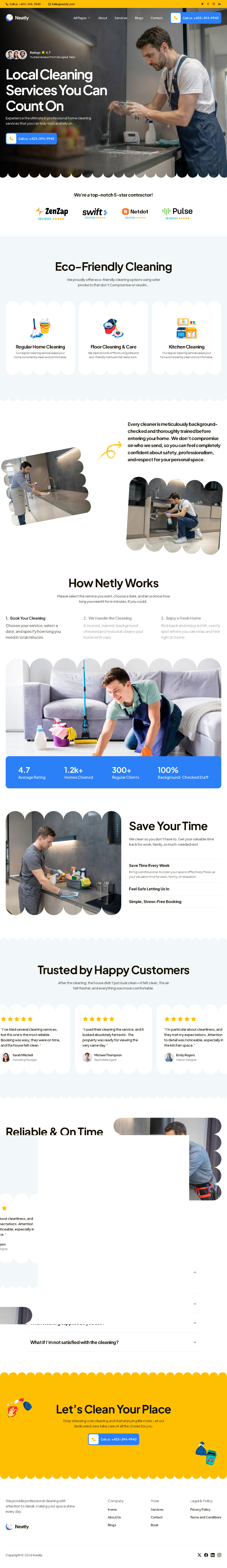 Netly Local Cleaning Service Website figma framer landing page product design ui ux design websitedesign