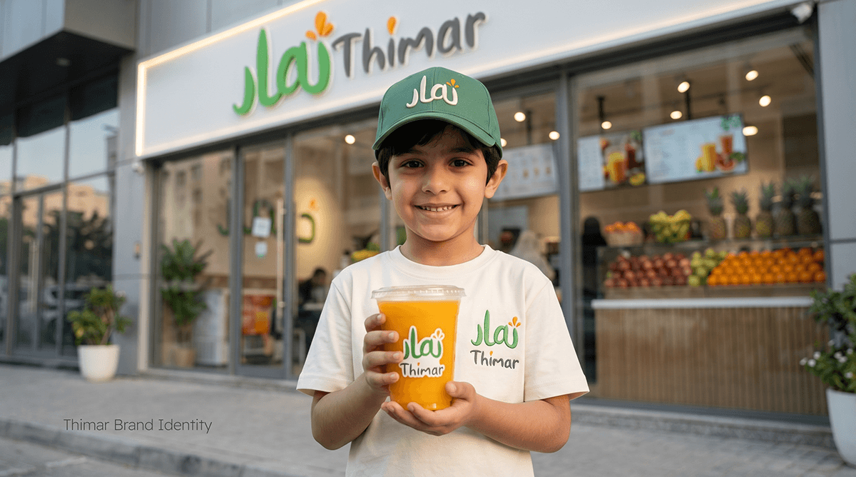 Thimar – Fresh Juice Brand Identity arabic typography brand identity branding food and beverage fresh juice bar logo design mockup packaging