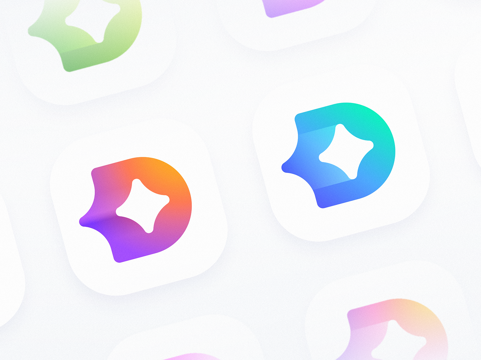 Discoverably — App Icon Color Exploration 3d ai app aso blockchain branding chat d gradient health icon identity lepisov letter llm logo marketing seo star ui