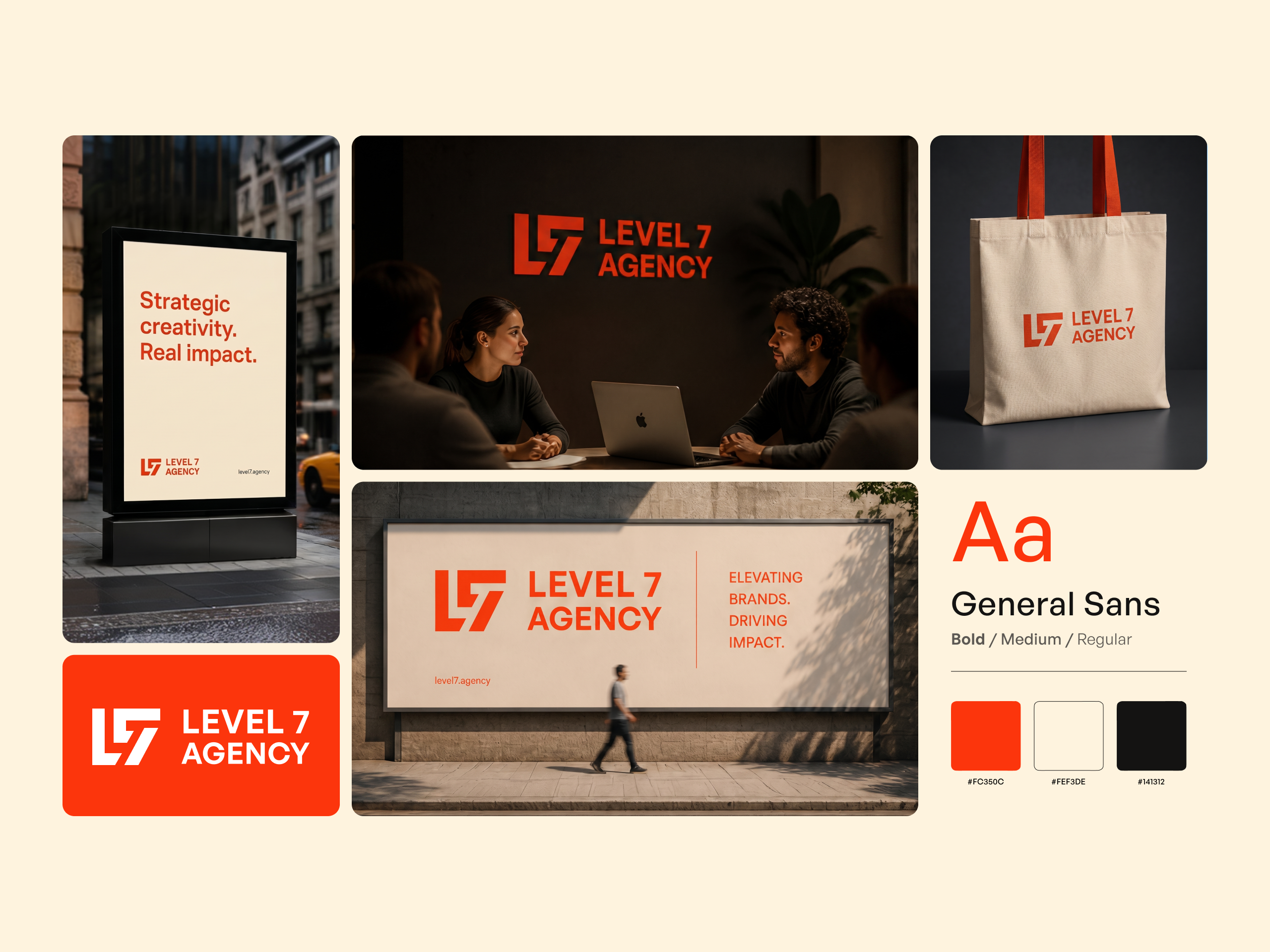 Level 7 Agency — Brand Identity & Visual System agencybranding b2bdesign brandidentity branding brandstrategy corporateidentity graphicdesign logo logodesign logoinspiration marketingagency monogramlogo orangeaesthetic typography visualsystem