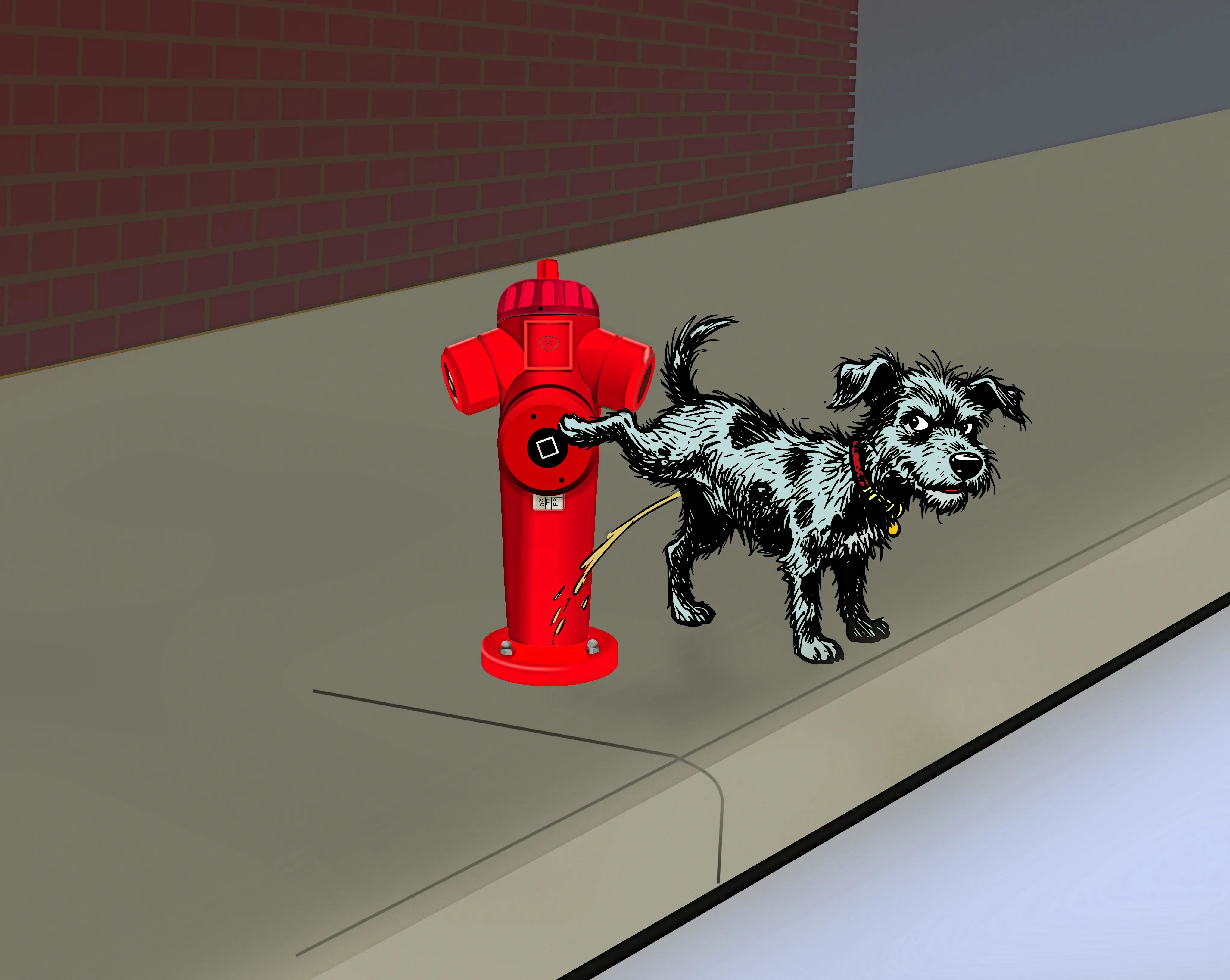 hydrant :: keeping cool... doggo hydrant illustration noise pee pee shunte88 vector