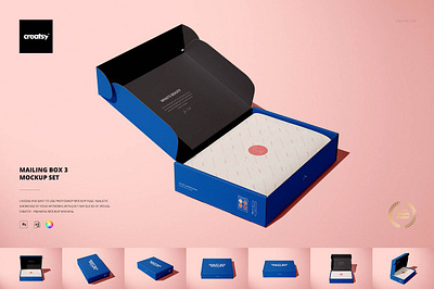 Mailing Box 3 Mockup Set PSD mailing