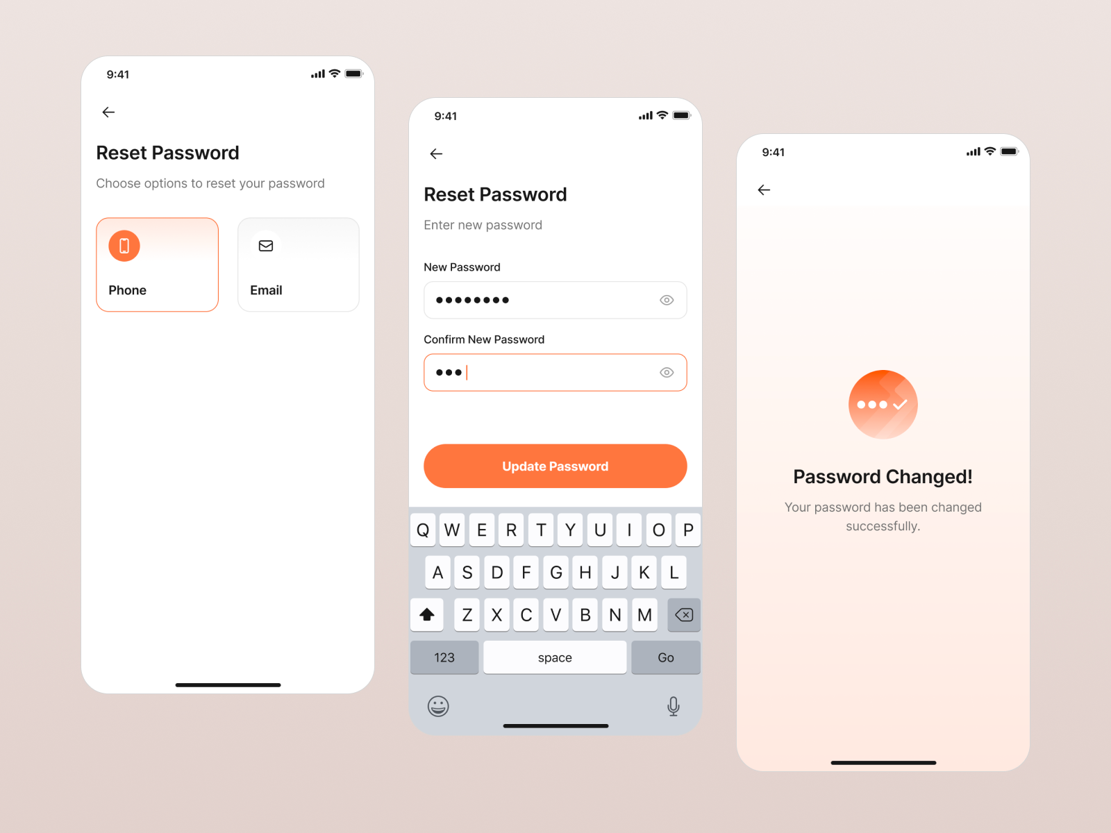 Renta: Reset Password Flow App clean create account flow ios app design ios app flow mobile app design new password password app register account app reset password reset password flow reset password screen ui ui design user interface