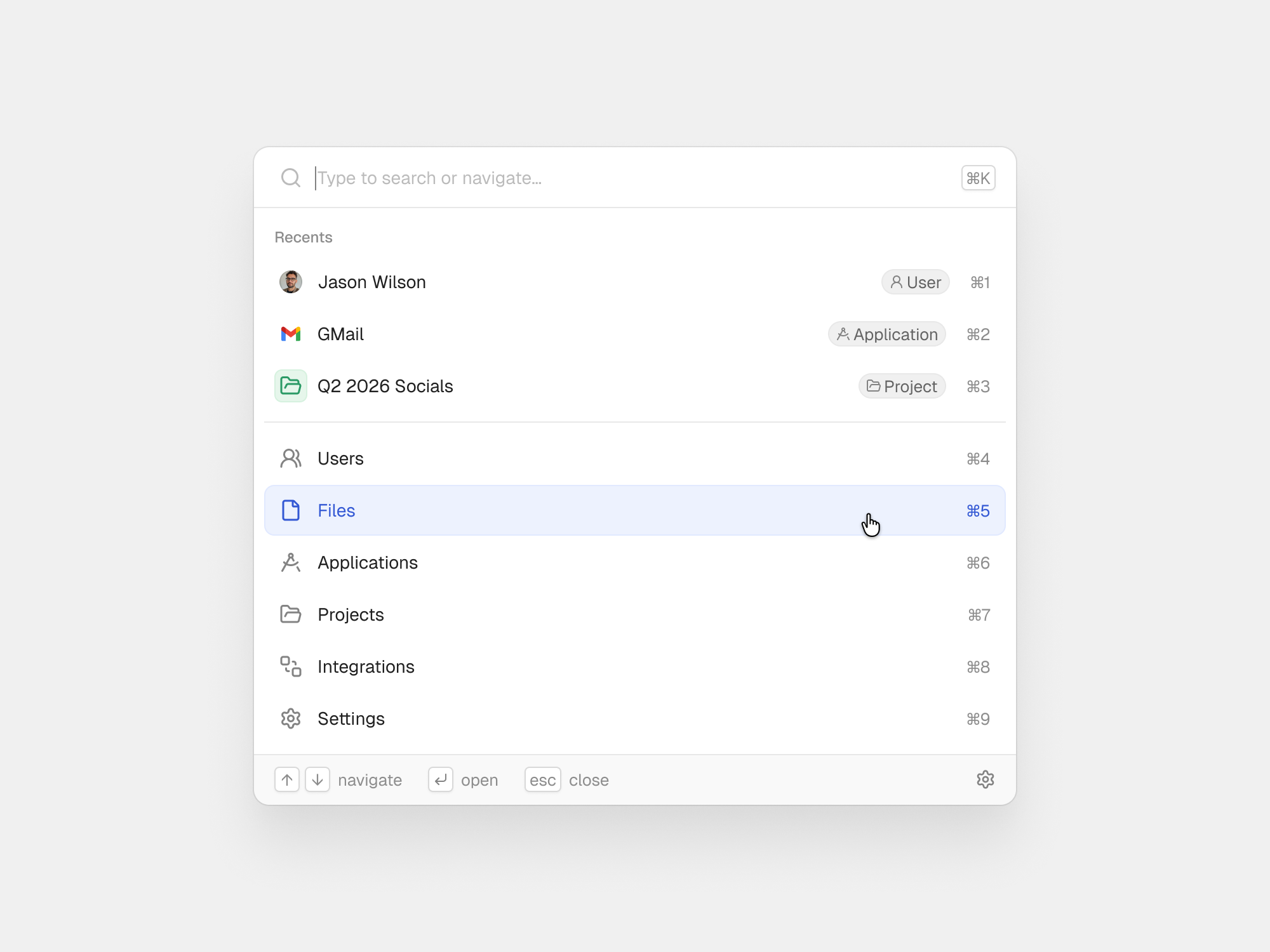 Command menu - Flint Design System