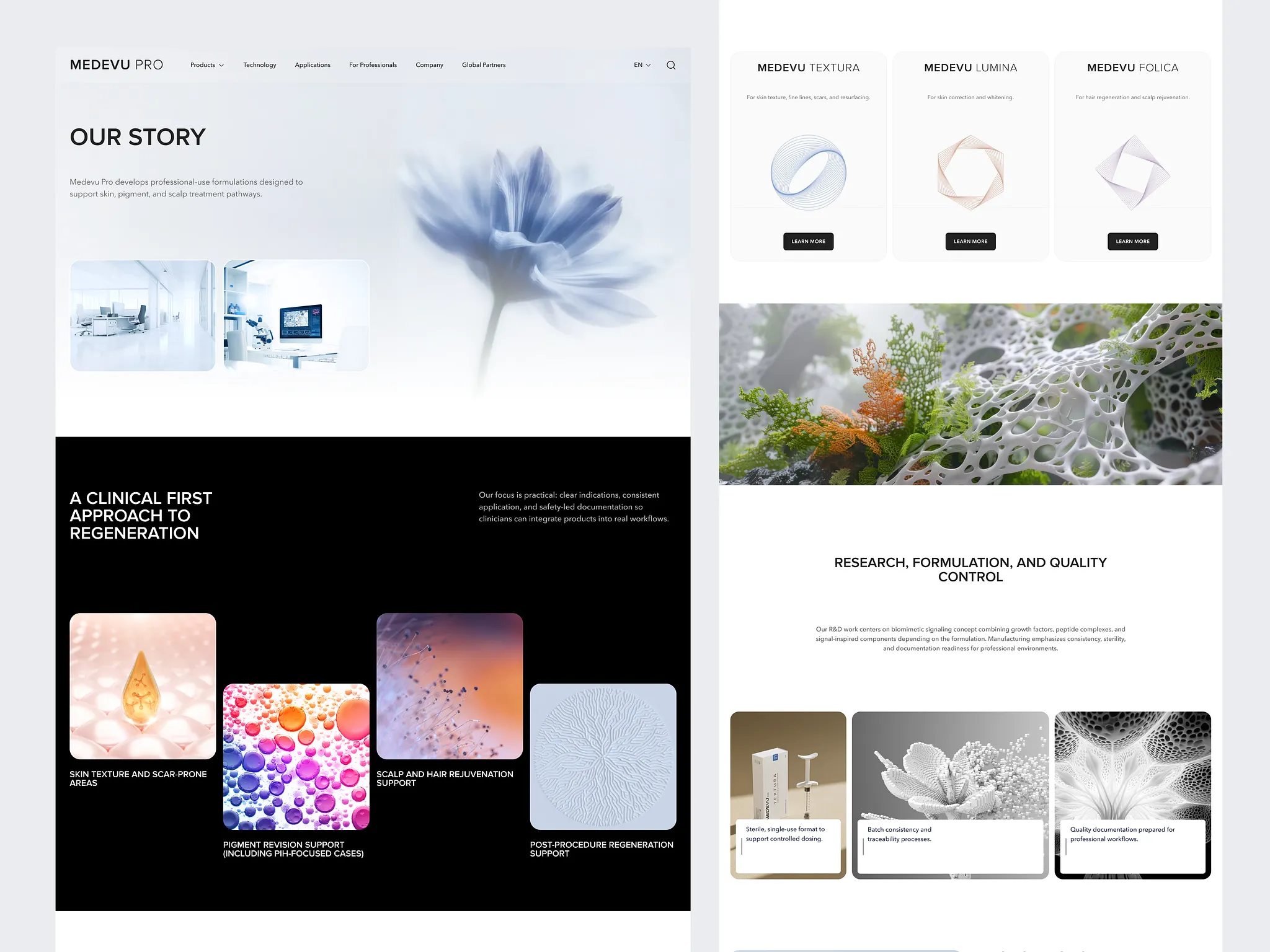 Medical Website Design biotech website clean ui clinical brand clinical website healthcare design healthcare website landing page landing page design medical landing page medical ui medical web design medical website minimal website oripio pharma website regeneration saas website skincare website web design website design