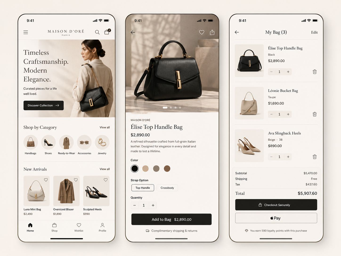 Luxury Fashion Mobile App UI/UX Design appdesign digitalproductdesign ecommercedesign fashionappdesign figmadesign luxurybranding luxuryfashionapp minimaldesign mobileappdesign productdesign uidesign uiuxdesign userexperience userinterface uxdesign