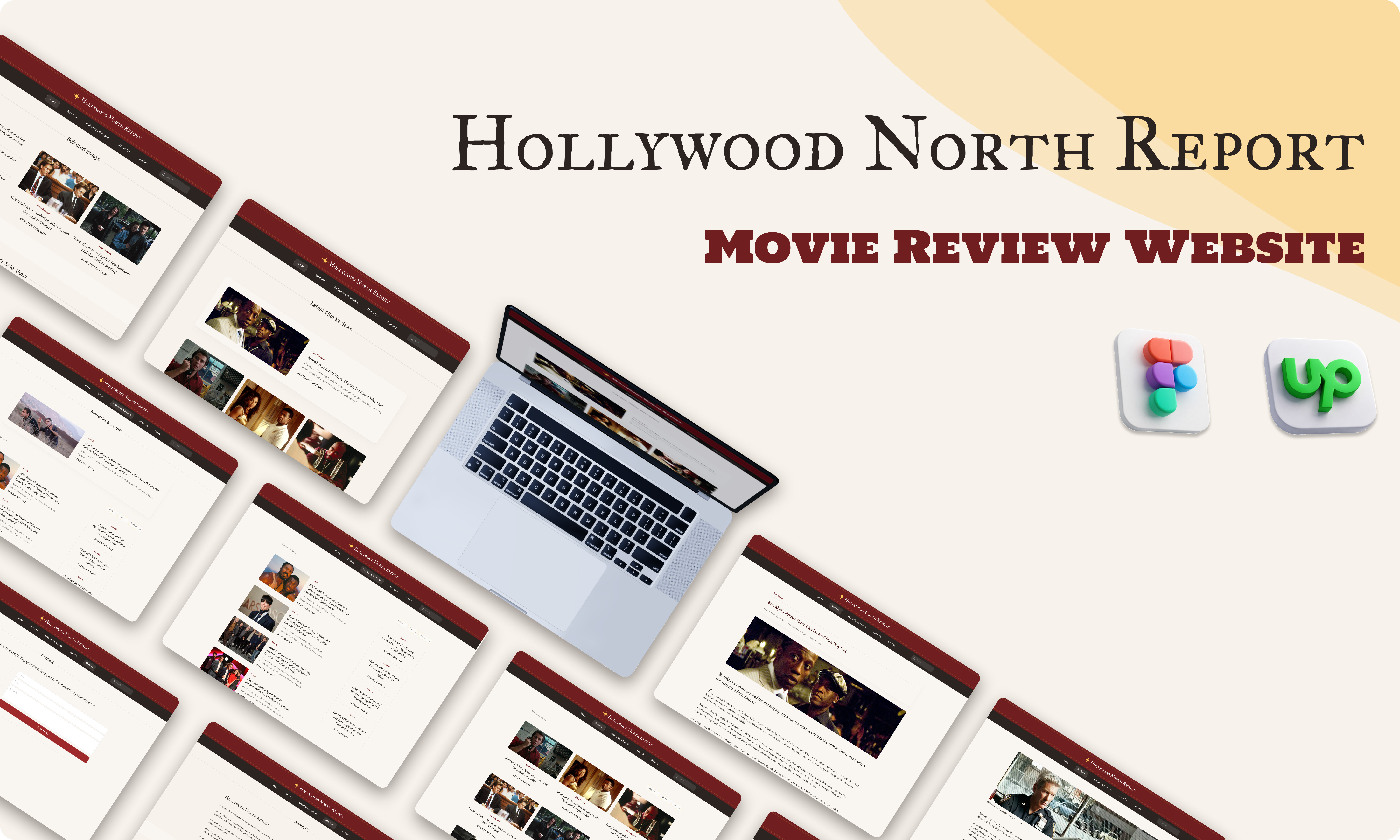 Hollywood North Report - Movie Review Website critics figma hollywood movies movie review website movie reviews movies red report reviews series ui upwork ux website ui writers yellow