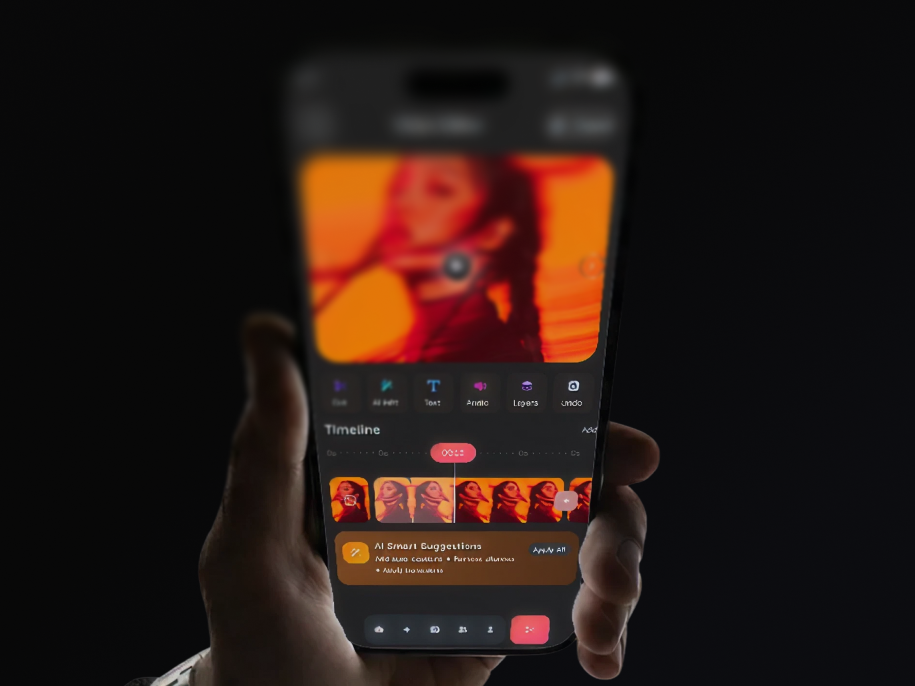AI Video Editor Mobile App - Premium Dark UI/UX admin ai app app design automation b2b business crm dashboard design editor interface mobile product product design saas service software ui ux