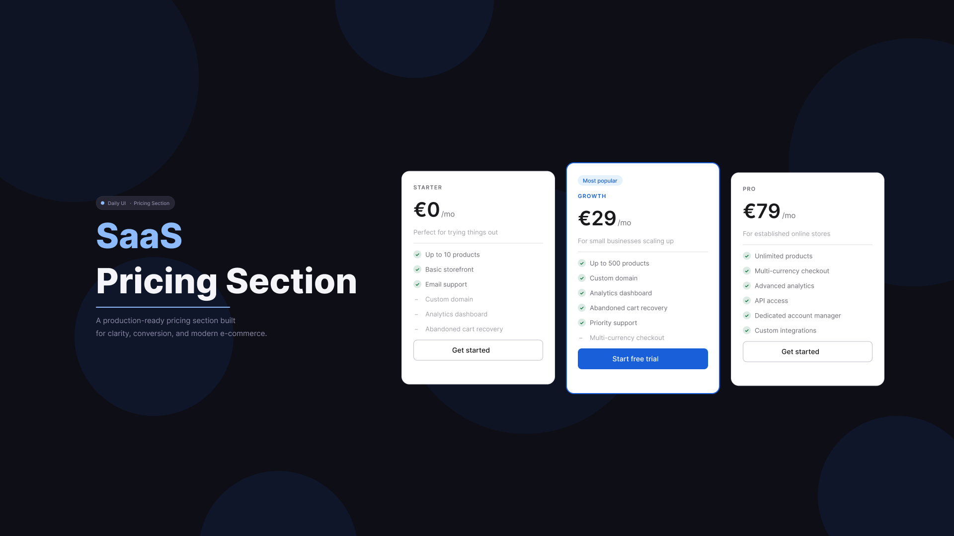SaaS Pricing Section — Pricing Plans UI app dailyui design ui