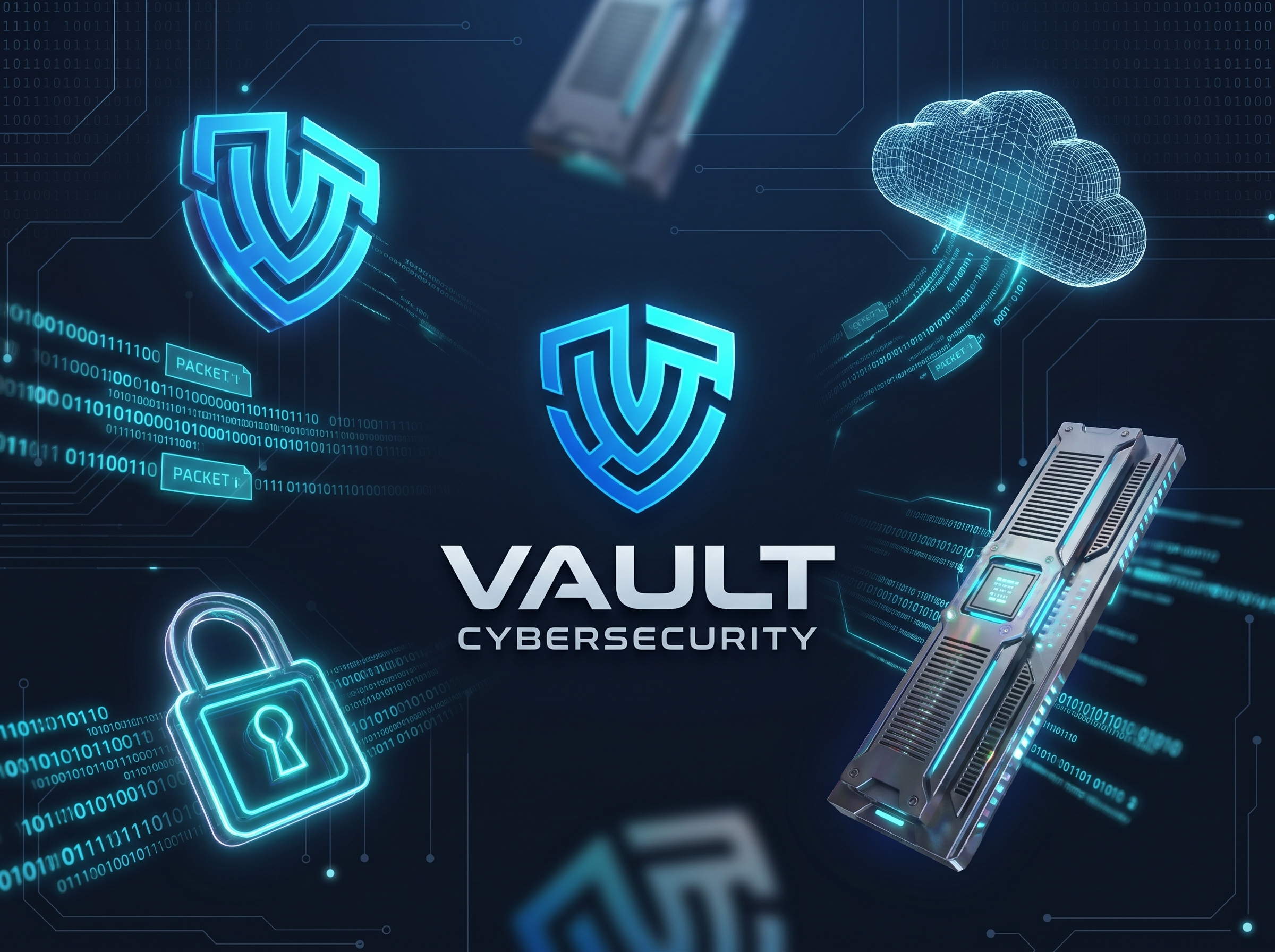VAULT Cybersecurity Brand Identity & UI Design brandidentity branding corporateidentity cybersecurity darkmode logodesign mockup neon packagingdesign shieldlogo stationery techlogo technology uidesign vector