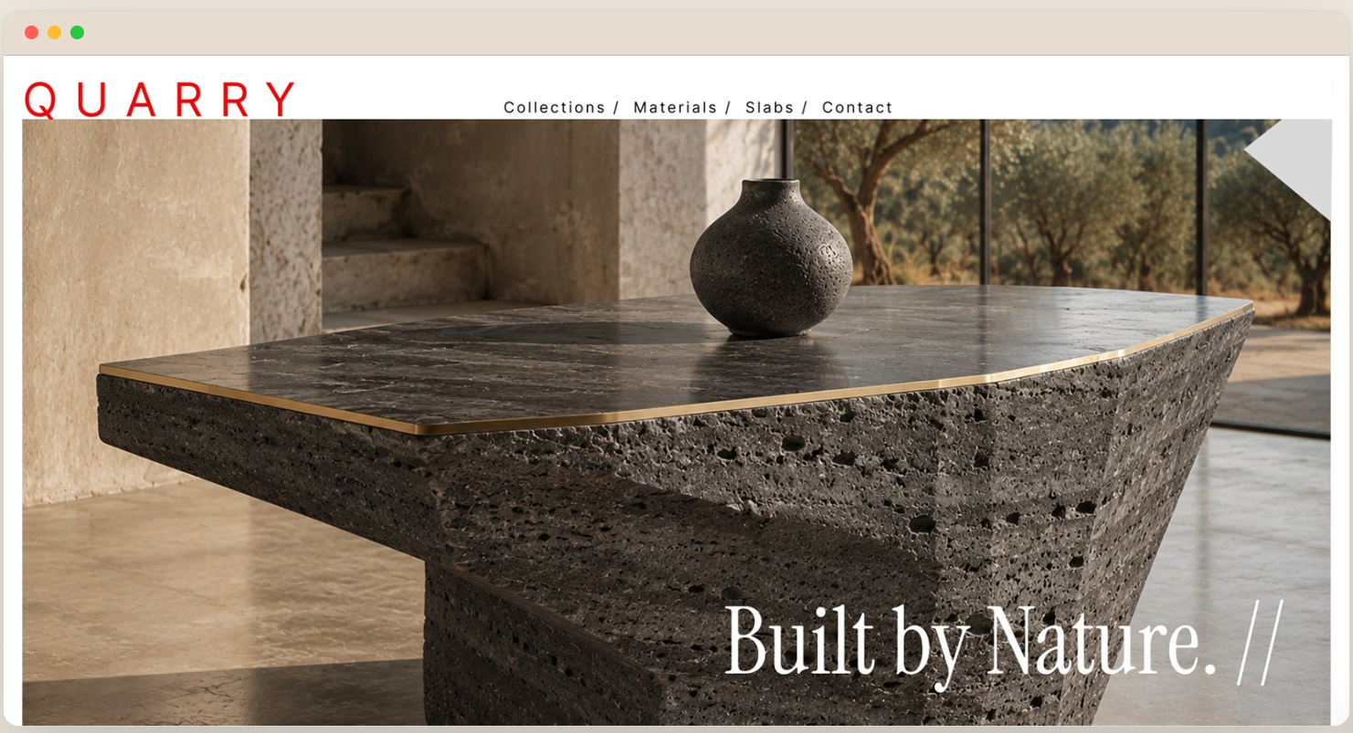 Quarry editorial minimal ui ux web design