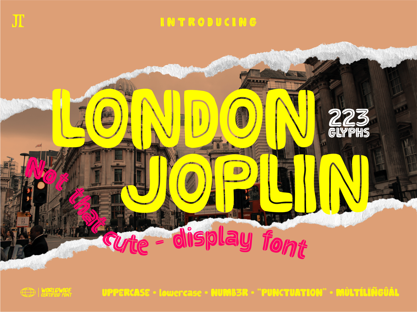 London Joplin - not that cute display font branding font bubbly font cute font display font fun typeface funky font groovy font hand drawn font headline font logo font london font packaging font playful font pop font poster font quirky font retro font rounded font sticker font vintage font
