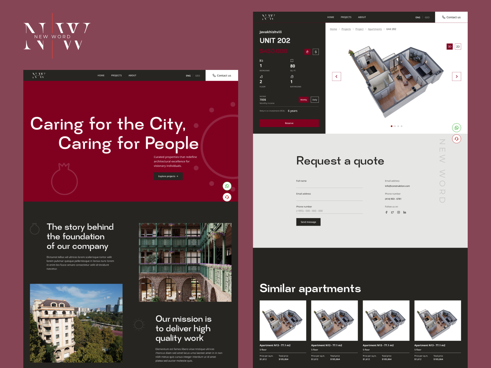 New Word animation apartments branding card form graphic design illustration landing logo product real estate responsive ui ux website