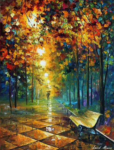 BEAUTIFUL MISTY PARK — oil painting on canvas leonidafremov