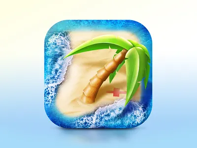 Treasure Hunt App Icon 3d 3d icon app icon design graphic design icon icon design ios ios icon iphone iphone icon logo palm tree treasure hunt vector