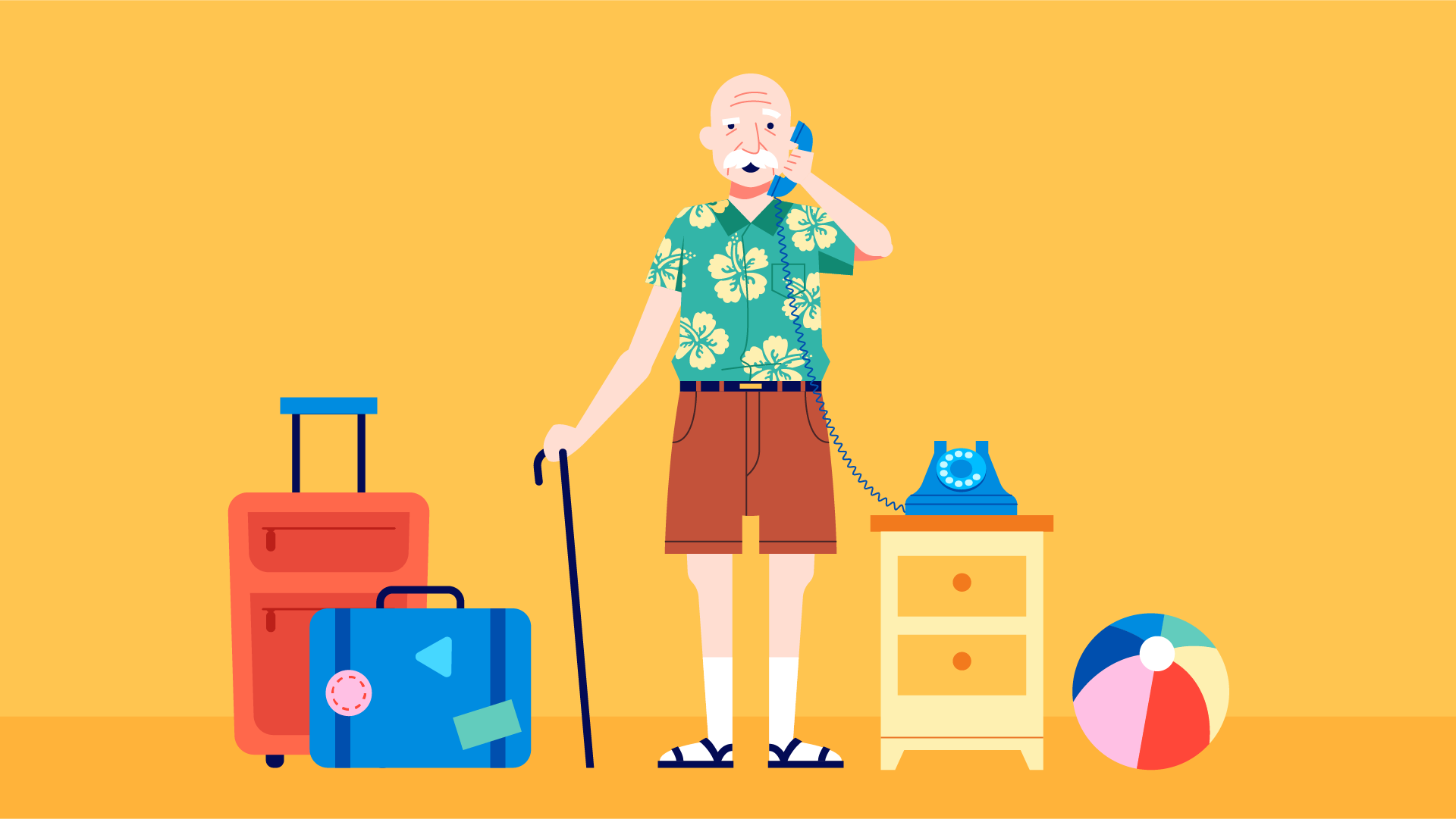 Vacation Grandpa character design flat grandpa illustration people travel vacation vector