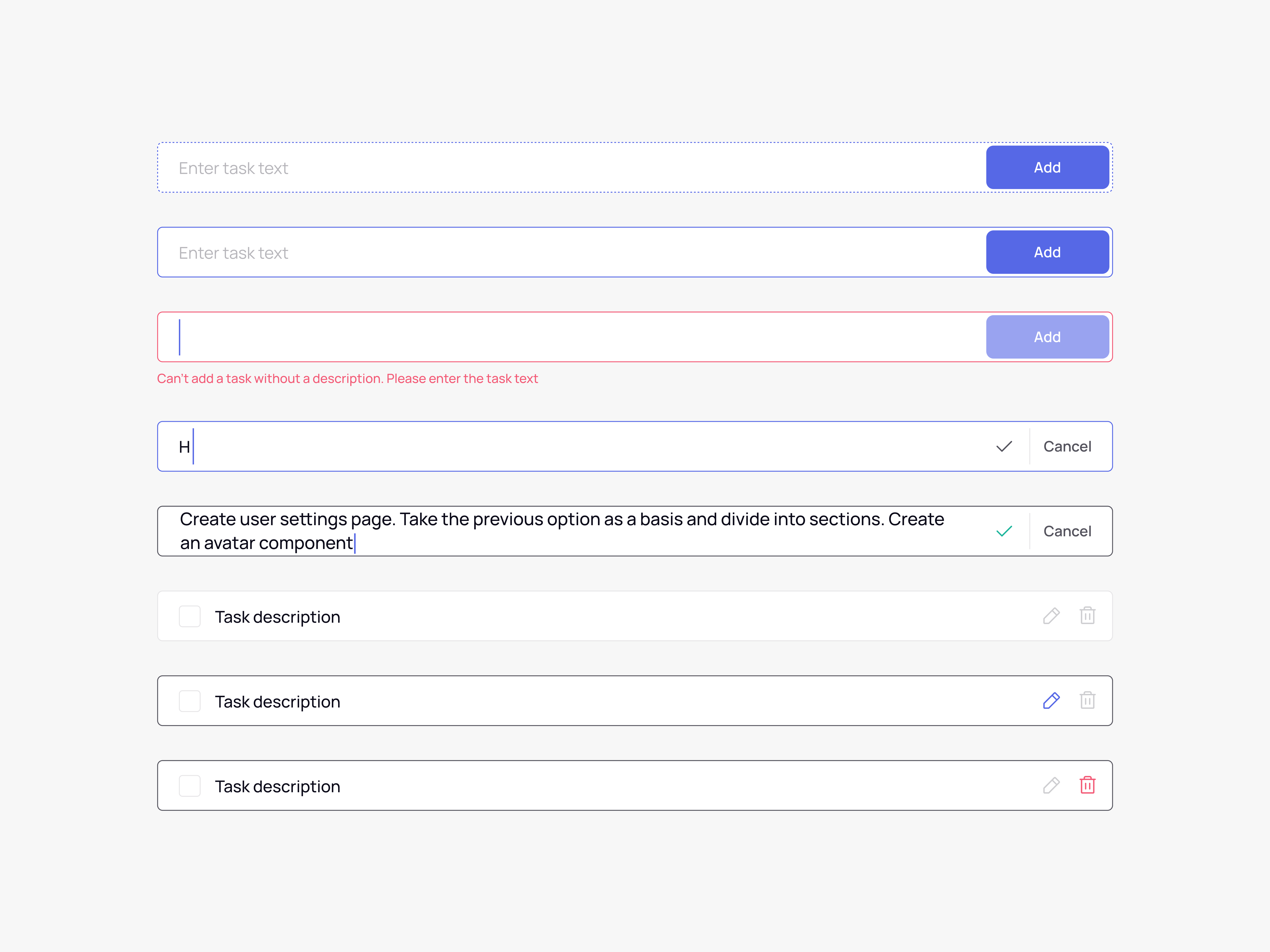 Text input task input text input ui