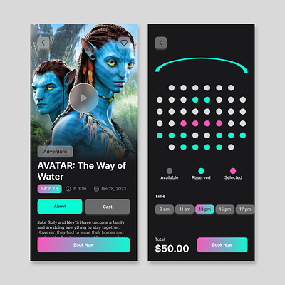 Cinema Booking App android artist bioskop booking booking app cinema cinema booking app film ios landing page mobile movie movies theater ticket ticket app tickets ui uiux ux
