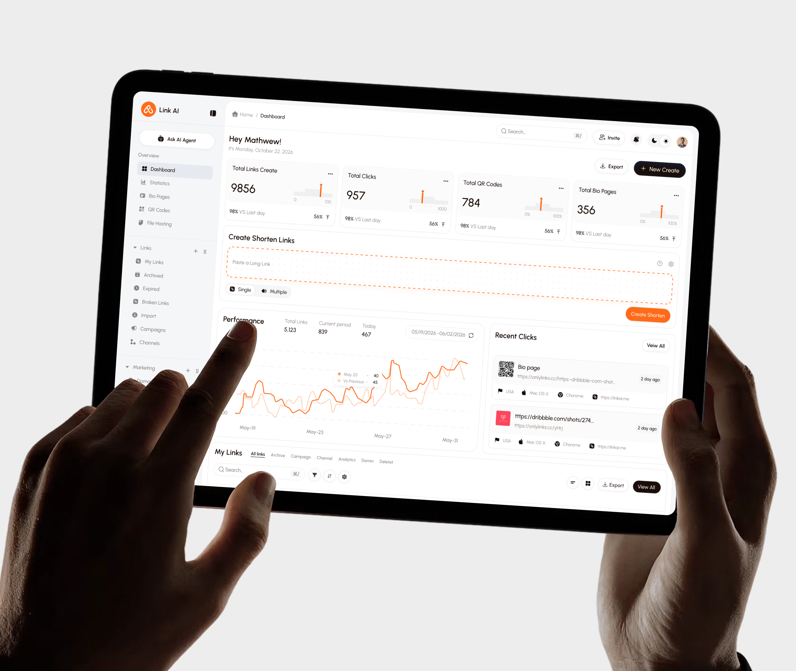 All-in-one link management platform ai ai automation dashboard interface design product design saas uiux design webapp